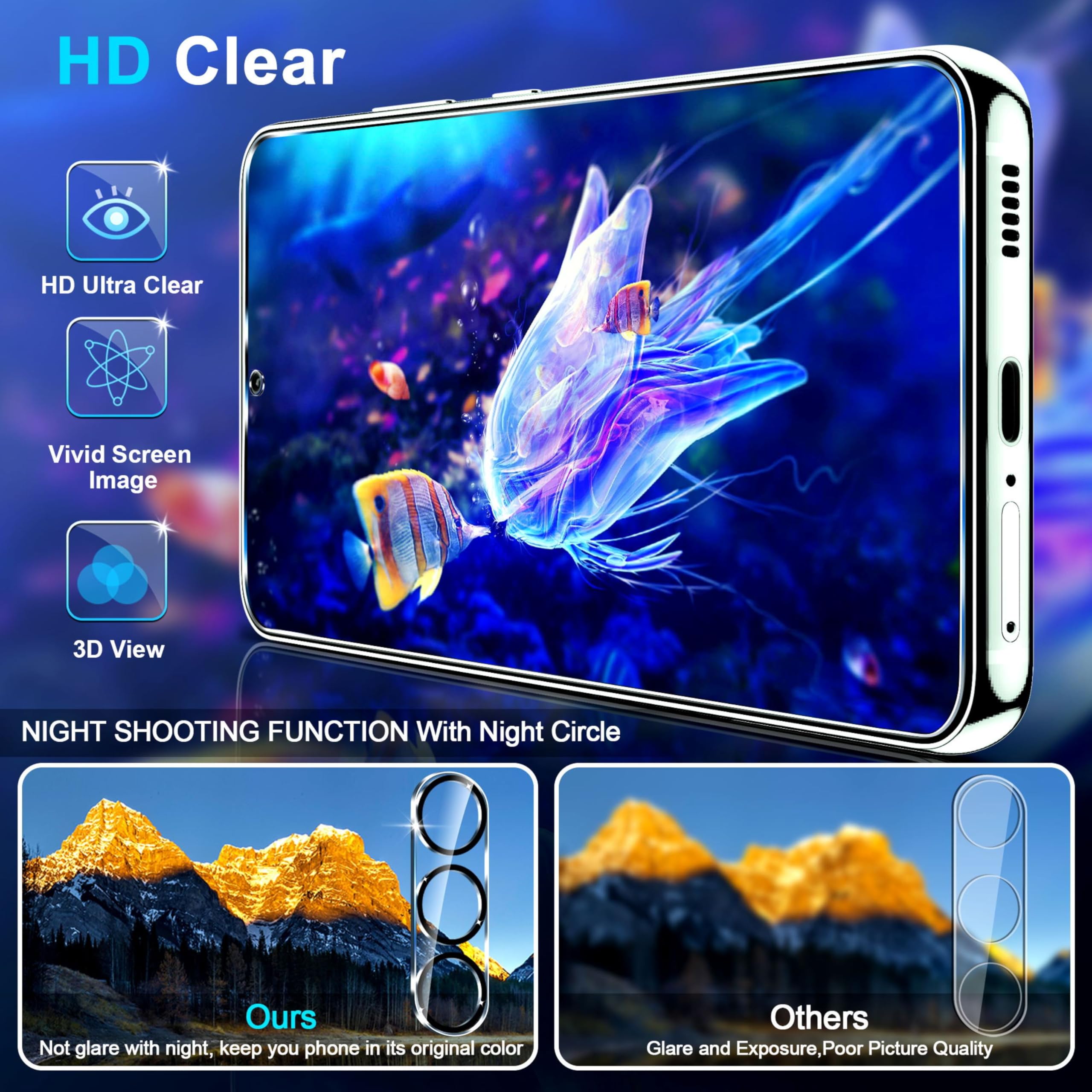 firtstnow 3 Pack for Samsung Galaxy S25 FE Screen Protector Tempered Glass + 3 Pack Camera Lens Protector, Military Grade Shatterproof, 9H Hardness, Fingerprint Unlock, Case Friendly 6.7 Inch in use