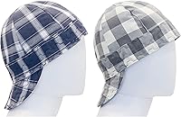 Vista 2 de BOCOMAL Gorro de Soldadura Resistente al Fuego CAT2 de Peso Medio con Estampado, Gorras de Soldador de 6 Paneles - Juego de 2