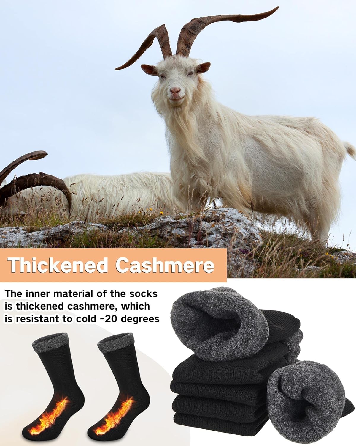 Henoyso 72 Pairs Thermal Socks Bulk Winter Thick Warm Socks Unisex One Size for Men Homeless Care Package Supplies - Image 5