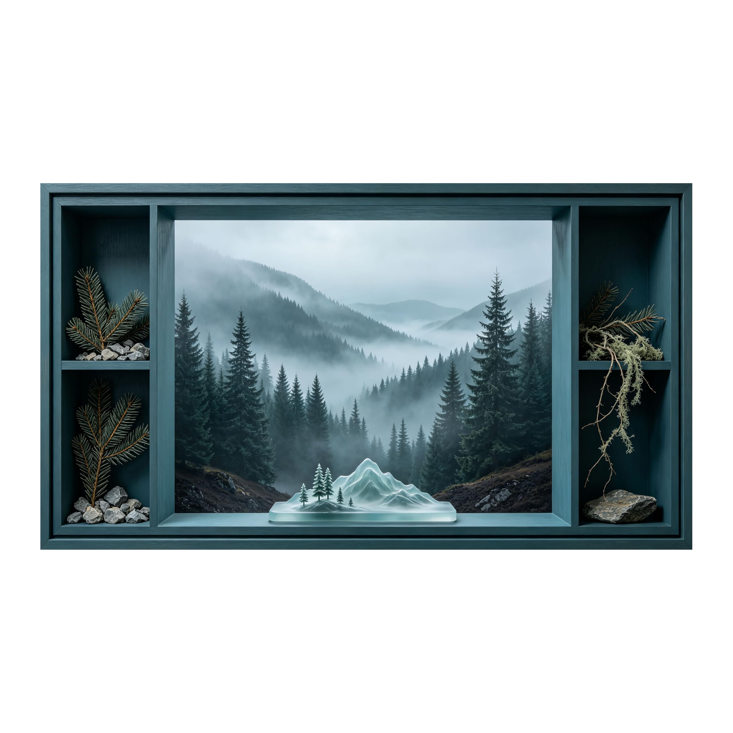 Yzpallescene Art260711165 3D Framed Wall Art Misty Mountain Forest Landscape Nordic Large Size Selfadhesive Removable Wall Decor Prints Artwork For Living Room Bedroom Office