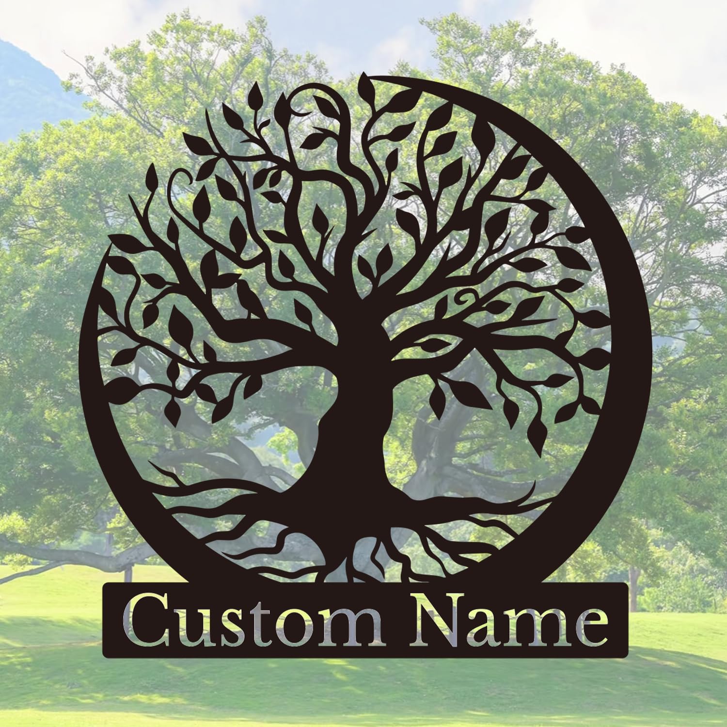 Personalized Tree of Life Metal Sign - Custom Family Name Wall Art, Rustic Surname Plaque, Durable Indoor/Outdoor Decor (Style-3)