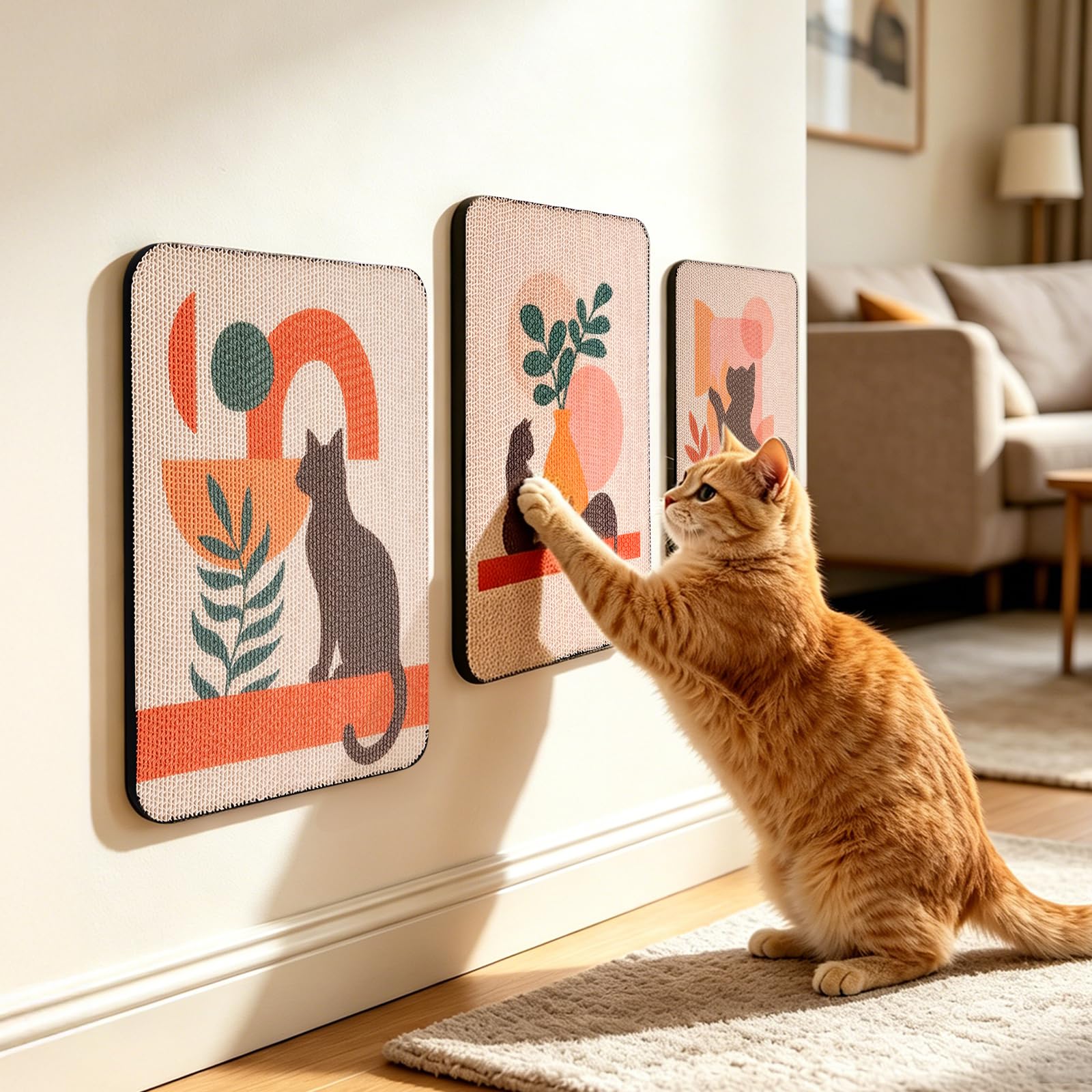 Ownpets Wall Cat Scratcher Set of 3，34x44CM Cat Scratching Board