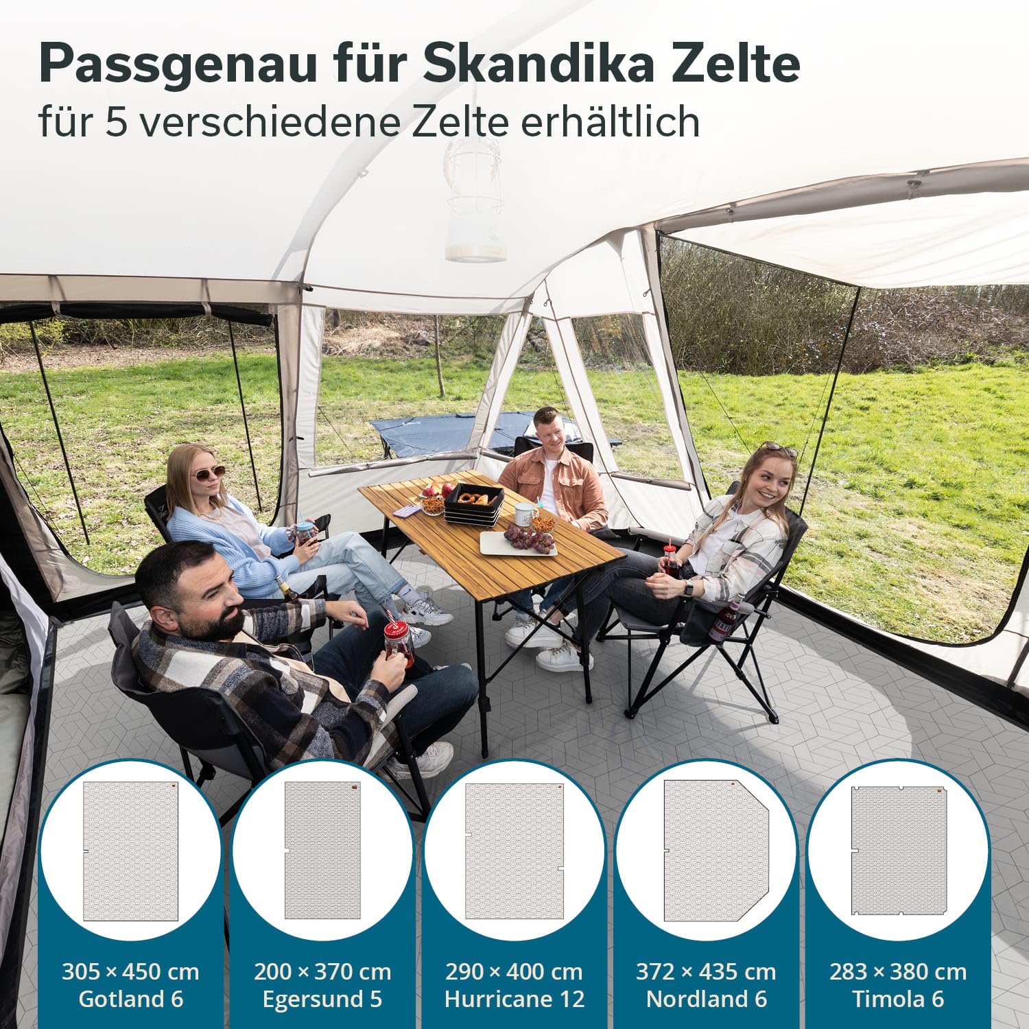 Skandika Zeltteppich Lindal 290 × 400 cm | Outdoor Teppich mit Softtouch-Fleece, wetterfest & wasserdicht, mit Aufbewahrungstasche | Picknickdecke, Campingteppich, Zeltunterlage, Camping Zubehör