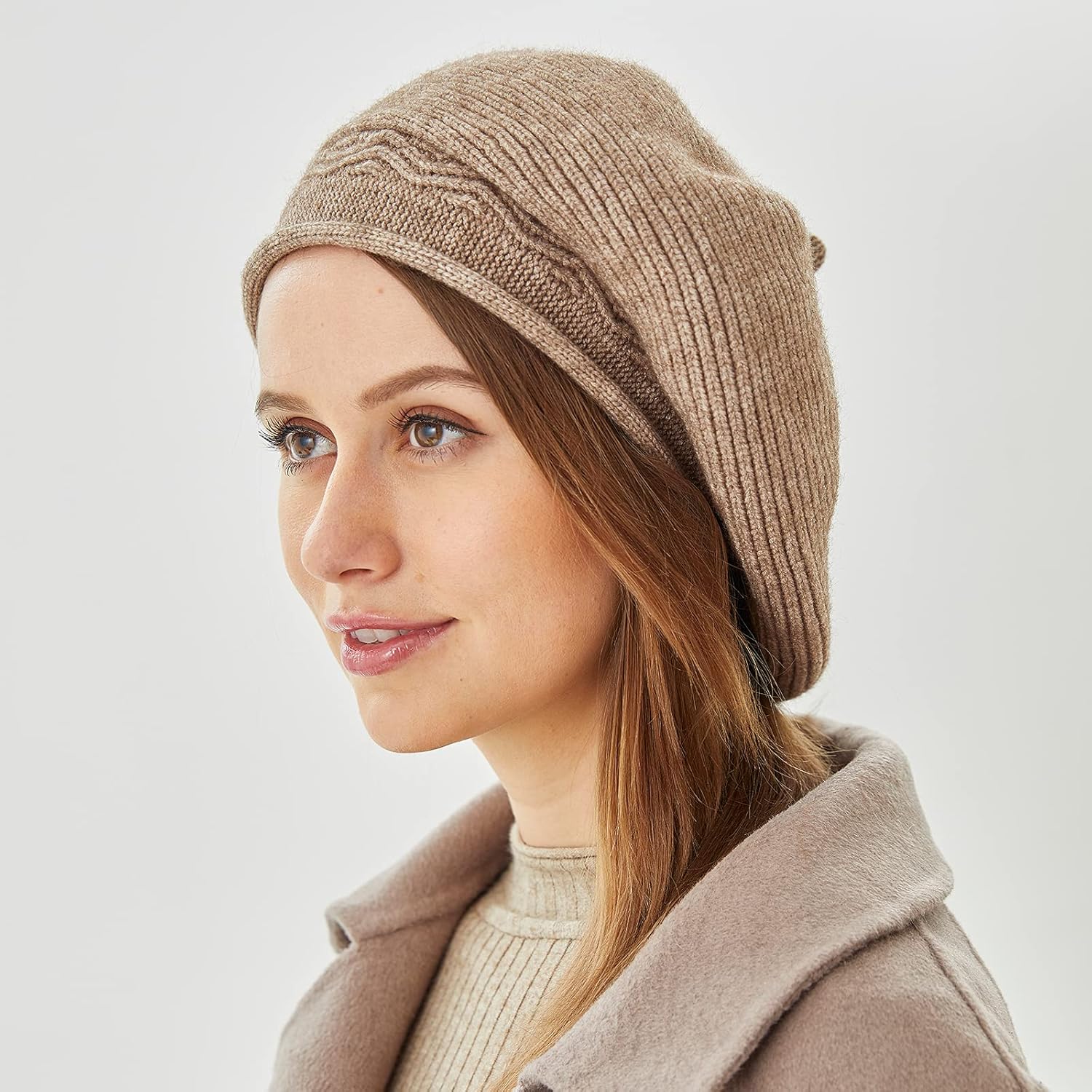 FENELY Beret Hat for Women, French Style Beanie Winter Fashion Warm Wool Lining Knit Cap - Image 4