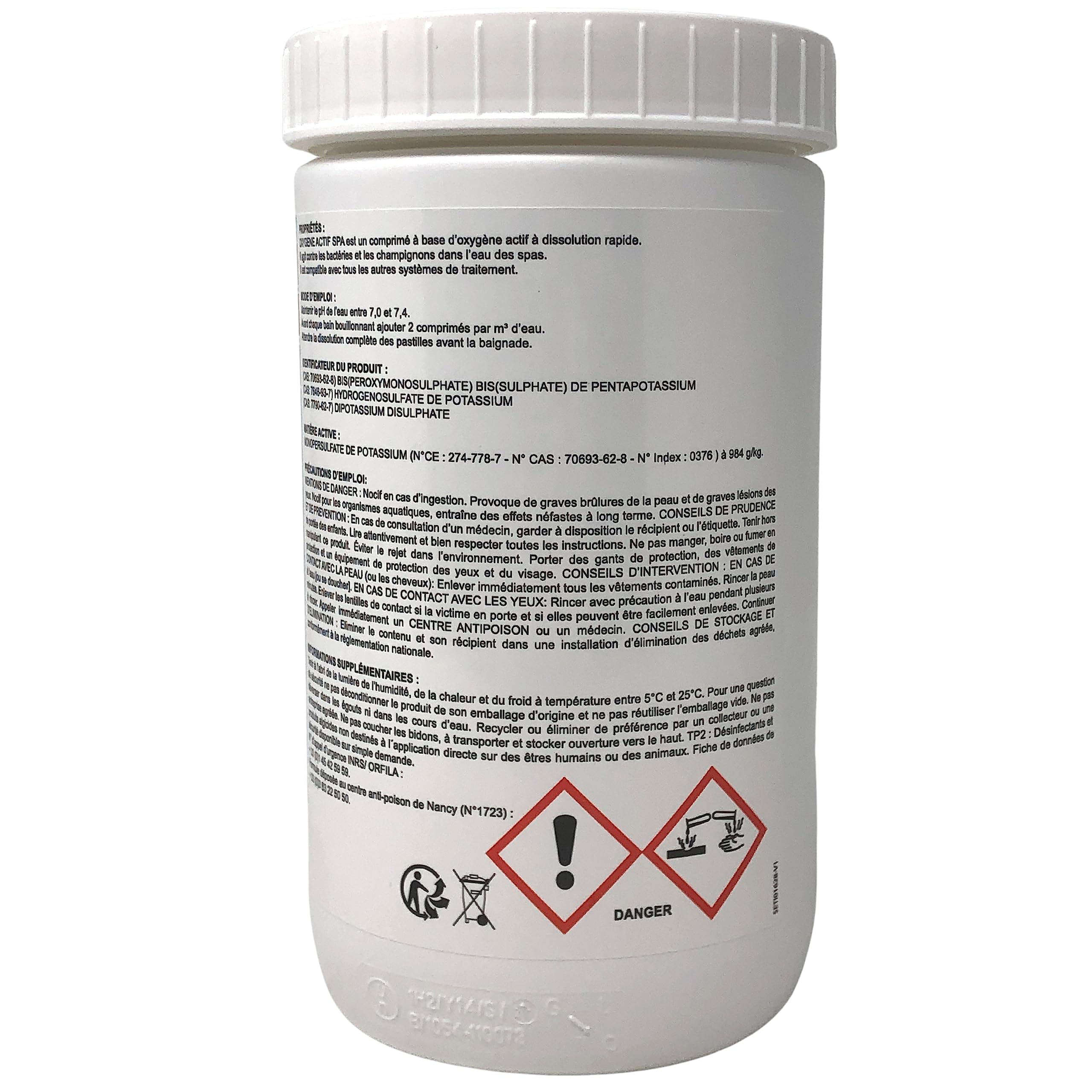 Oxygène Actif pour Spa, Pastilles de 20g, 1KG - Désinfectant Efficace Contre bactéries, Virus et Champignons – Traitement de l’Eau Spa et Piscine sans Chlore