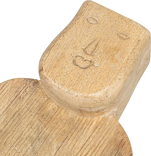 Miniatura 7 de Creative Co-Op Cortadora de mango tallada a mano mediana con mango y acabado peinado, queso natural y tabla de cortar