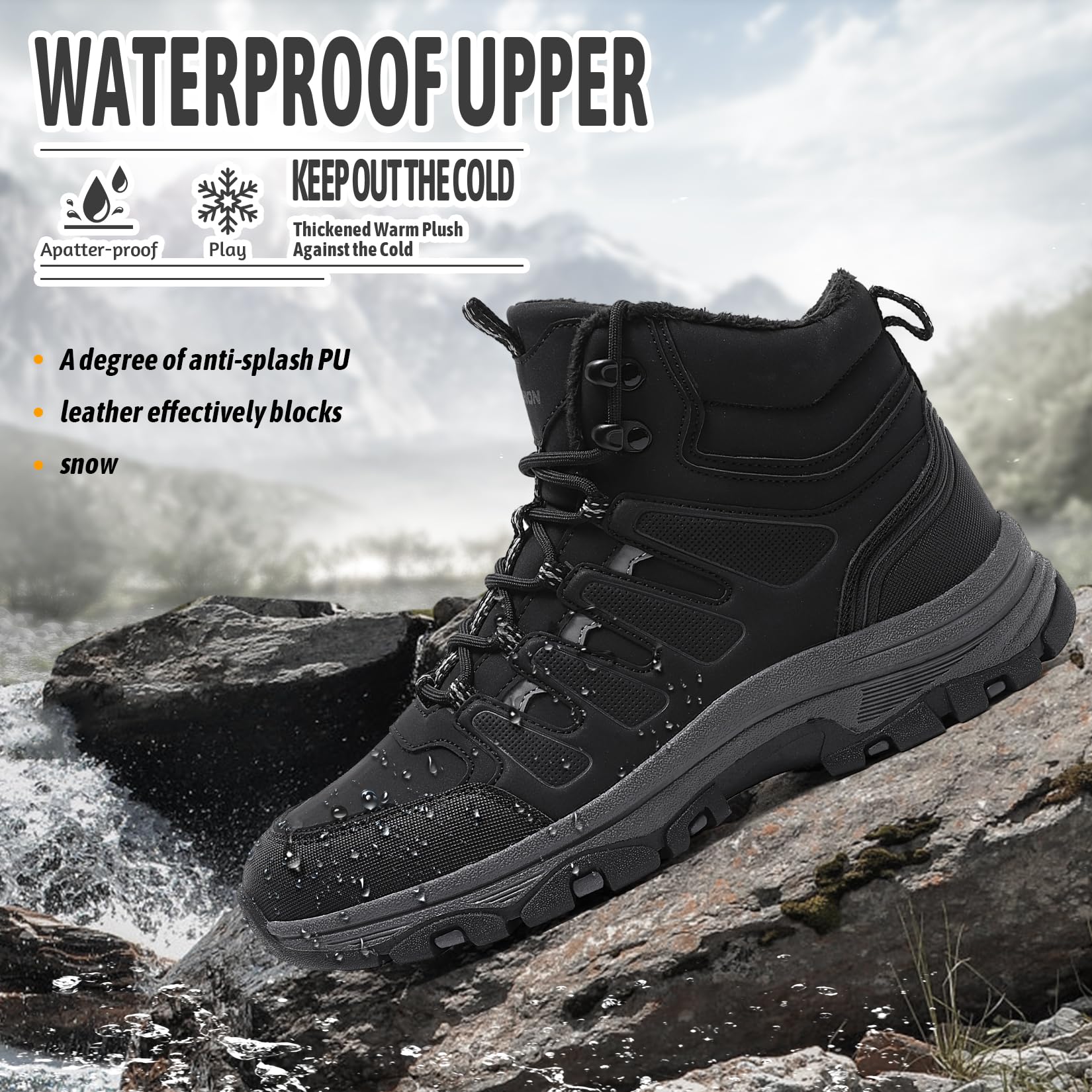 Littleplum Winterschuhe Herren Winterstiefel Wanderschuhe Trekking Warm Gefüttert Schneestiefel für Outdoor