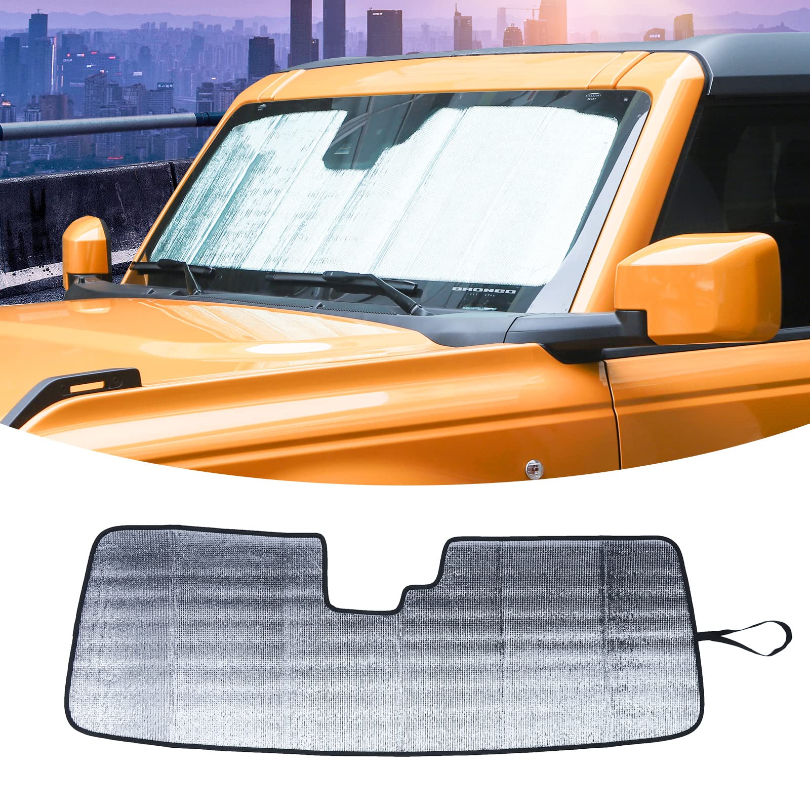 for Ford Bronco 2021 2022 Windshield Sunshade Truck Window Sun Shade Foldable Sun Visor for Ford Bronco 2021+ (not Suit for Sports)