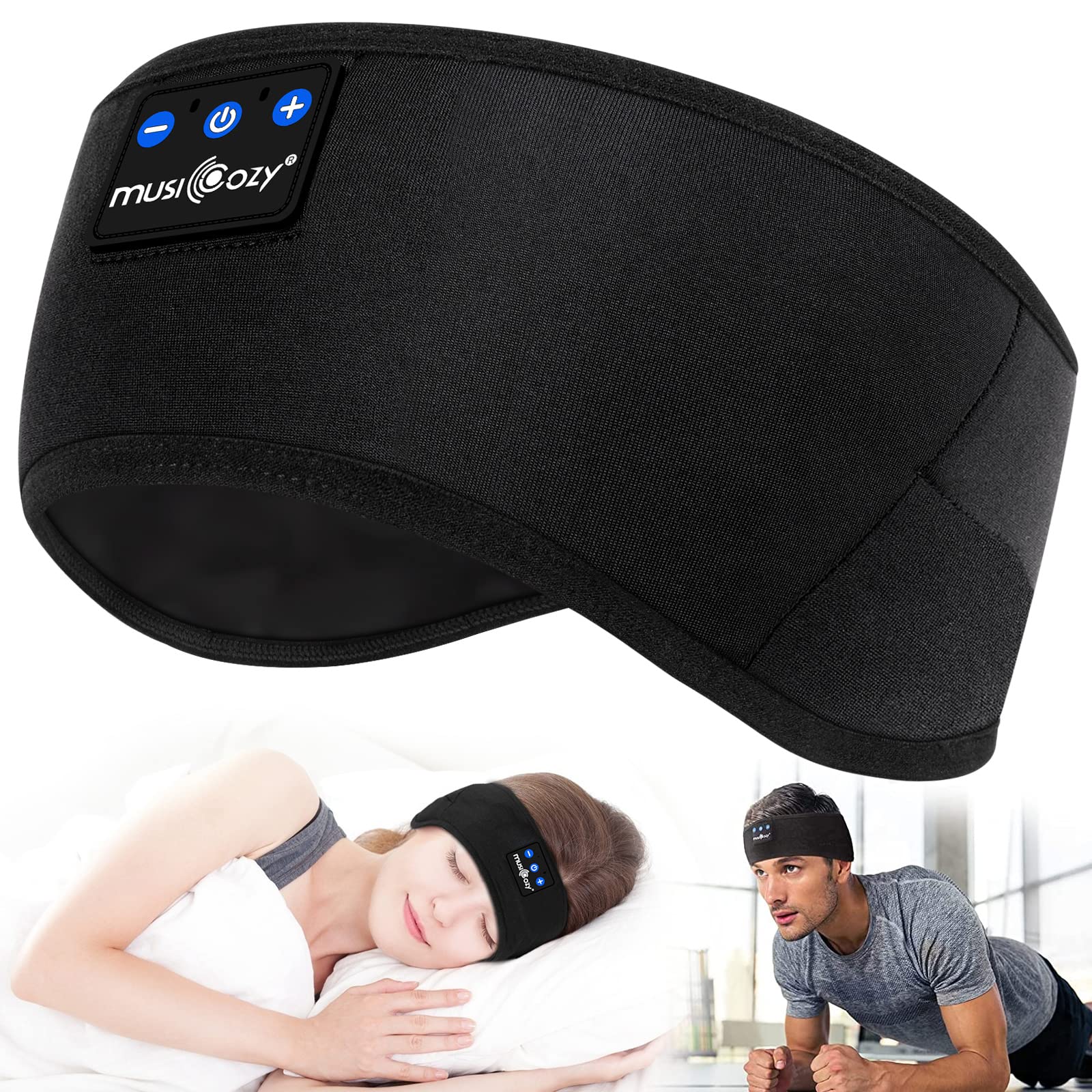 WU-MINGLU Cuffie per dormire con fascia Bluetooth, Cuffie per sport  musicali senza fili Cuffie per dormire per uomo, donna con tessuto sottile  e fresco e auricolari regolabili per corsa, yoga (NERO) :