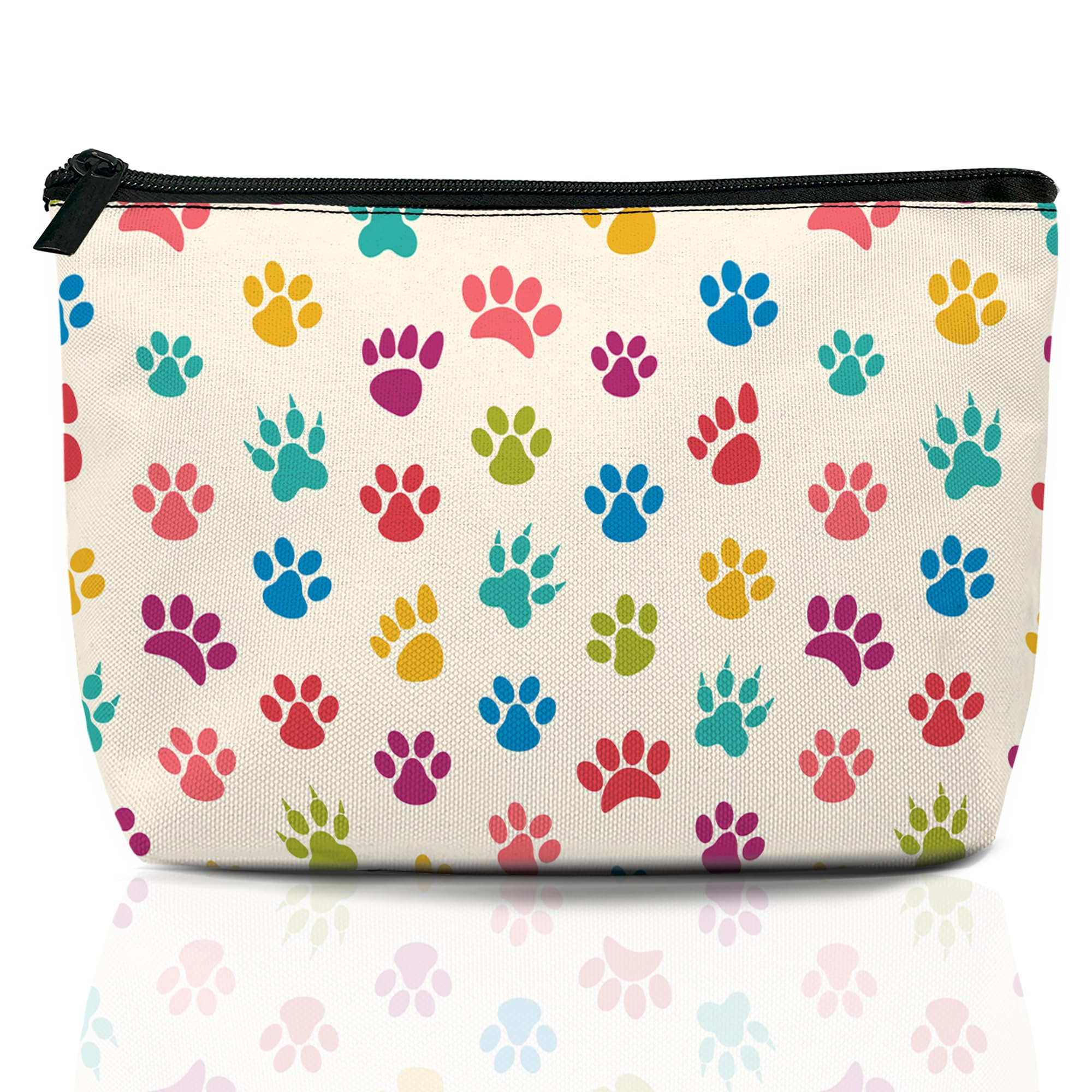 Cats Dogs Paws Print Cosmetic Bag Colorful Pet Makeup Bags Travel Make up Bags for Women Girls Cute