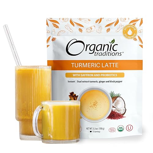 Miniatura 3 de Organic Traditions Latte tumérico probiótico azafrán orgánico 529oz