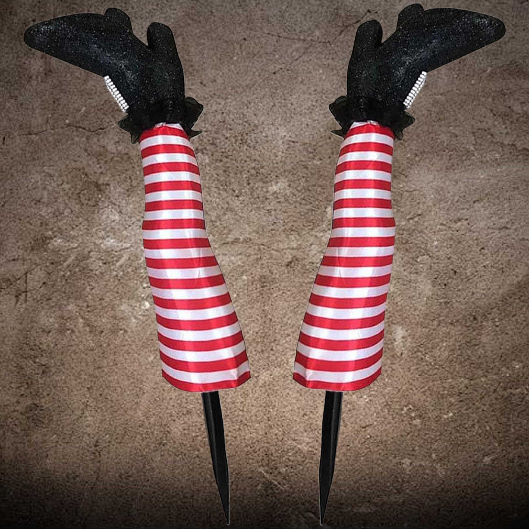 Jambes de sorcière d'Halloween en 3D de 33 cm avec piquets pour pelouse et cour