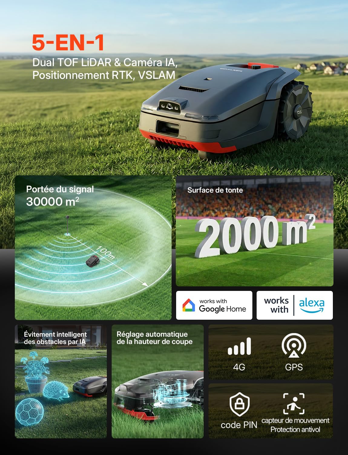 Goalker H1 Robot Tondeuse sans Fil Périphérique — vue 3