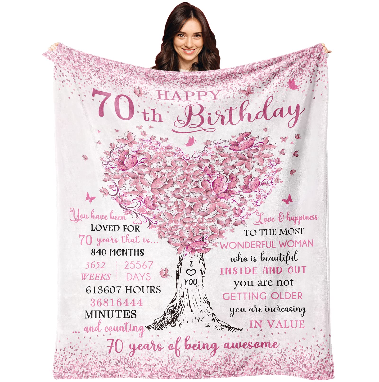 Geschenkdecke Zum 70. Geburtstag – 152x127 Cm, Aus Weichem Flanell, Personalisierbar