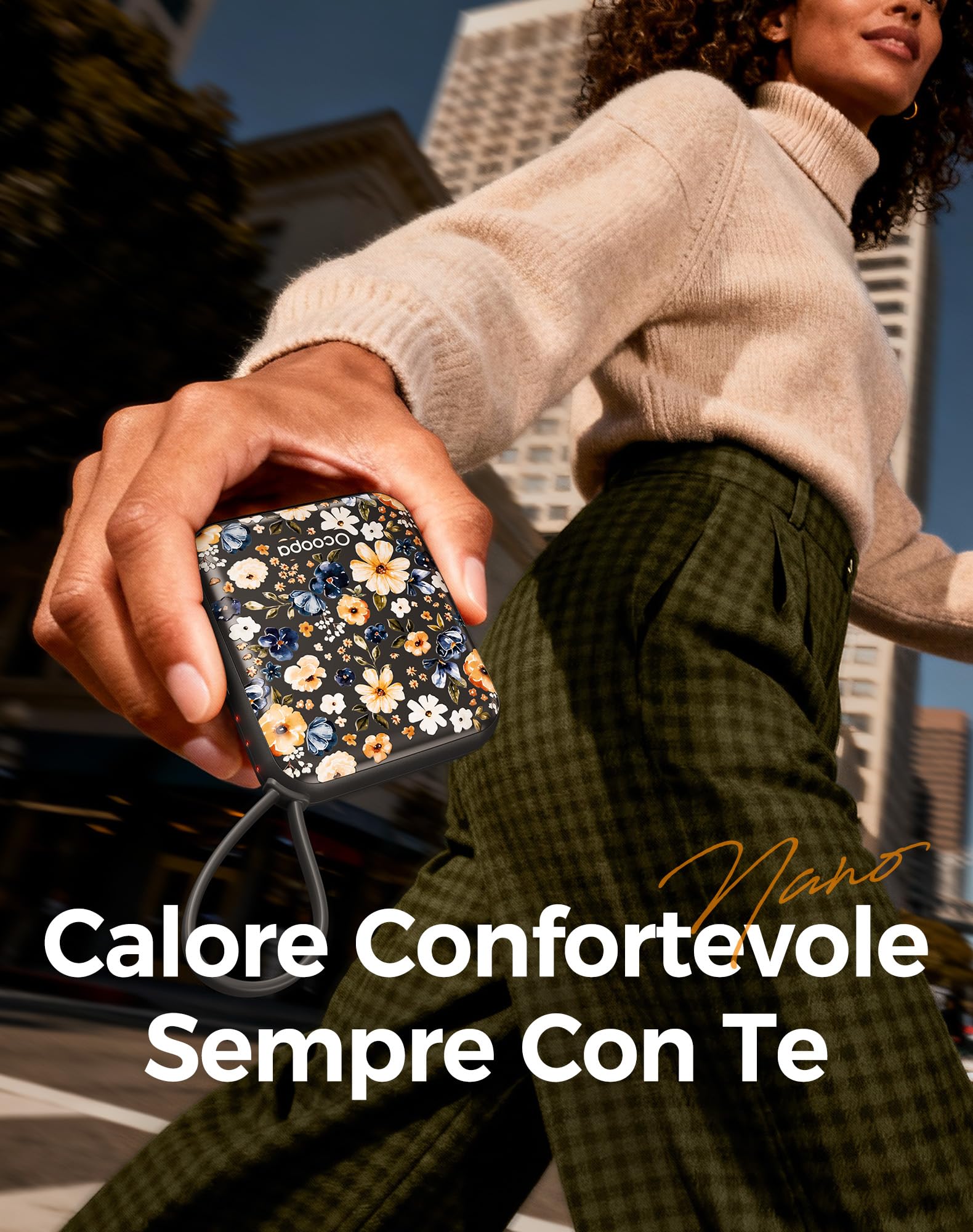 OCOOPA Scaldamani Elettrico 2 Pezzi, Portatile Scalda Mani USB Ricaricabile 4000mAh, 3 Livelli fino a 52°C, Utile Regalo di Natale, Ideale per Sci Invernale, Viaggi e Attività all’Aria Aperta,UT5 Nano