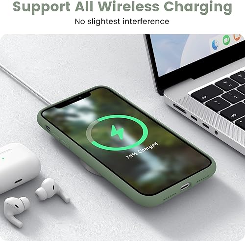 Miniatura 7 de RAIZUS Funda para iPhone 11, funda de silicona para teléfono con forro de microfibra suave antiarañazos, 6.1 pulgadas, verde Verdigris