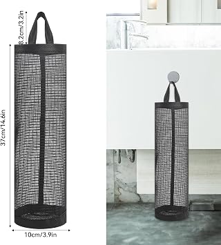 Mozeat Lens 2Pack Plastic Bag Holder, Grocery Bag Holder for Plastic Bags Mesh Hanging Storage Dispenser Trash Bag Organizer Shopping Bag Holder for Plastic Bags