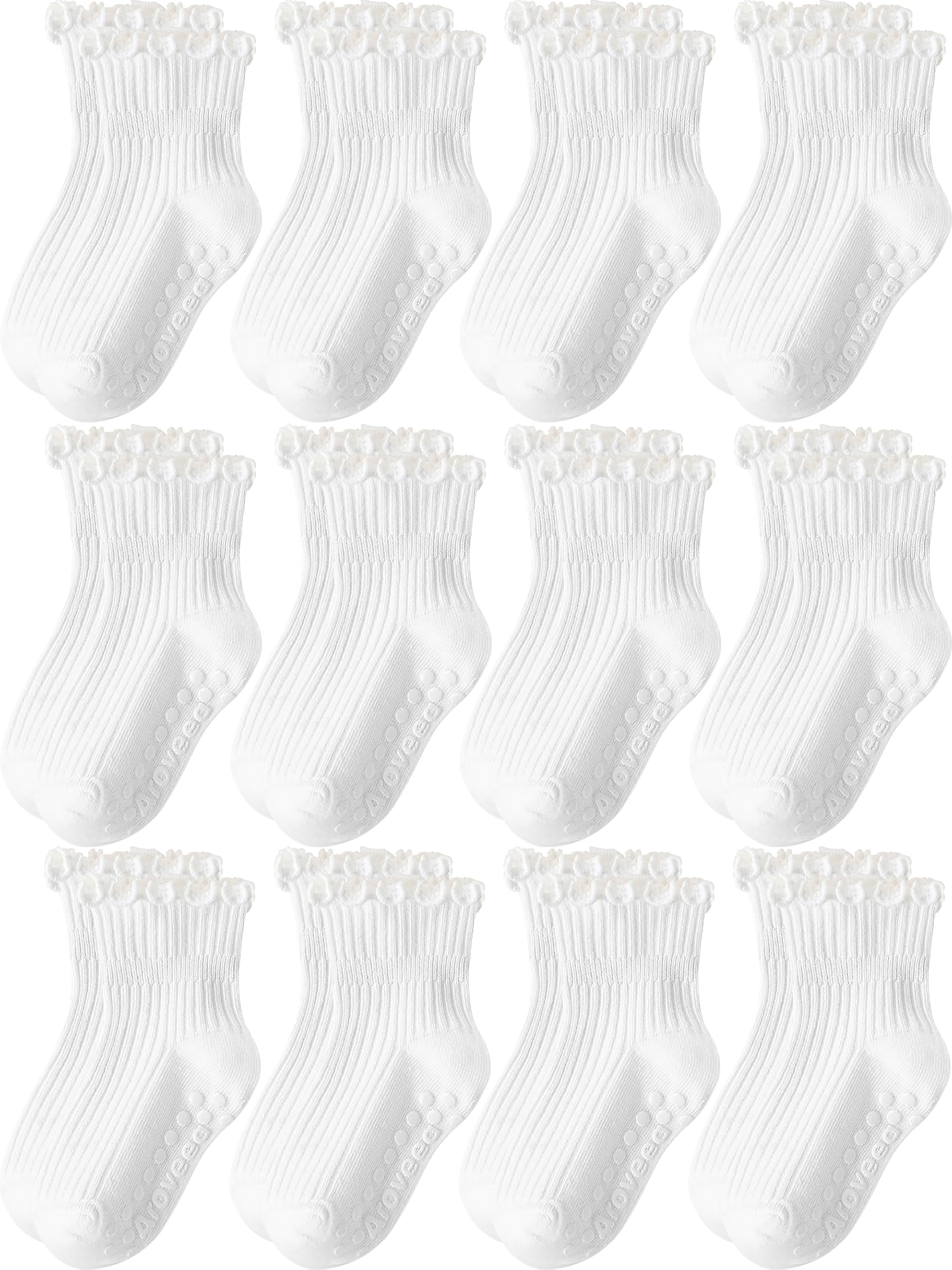 Baby Toddler Girls Socks Grip Ruffle Non Slip Kids Cotton 12 Pack Socks
