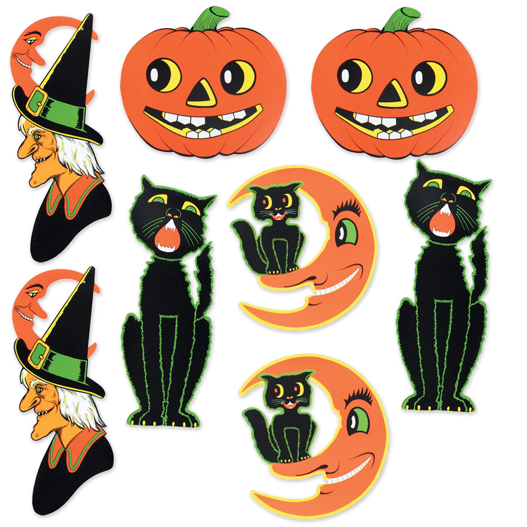 Beistle 8 Piece Retro Vintage Paper Halloween Decoration Cut Outs