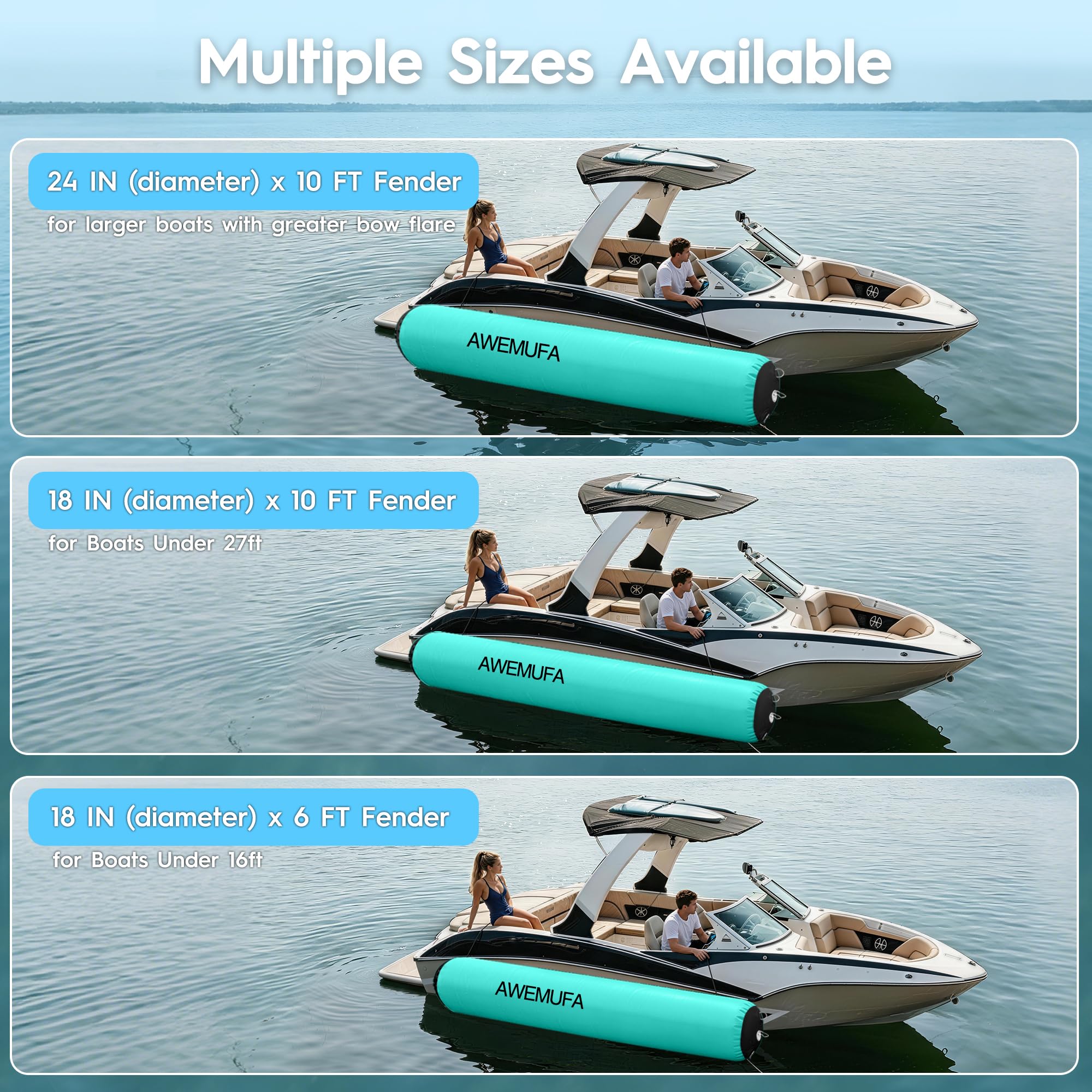 AWEMUFA 10ft Heavy Duty Inflatable Boat Fender Gallery Image