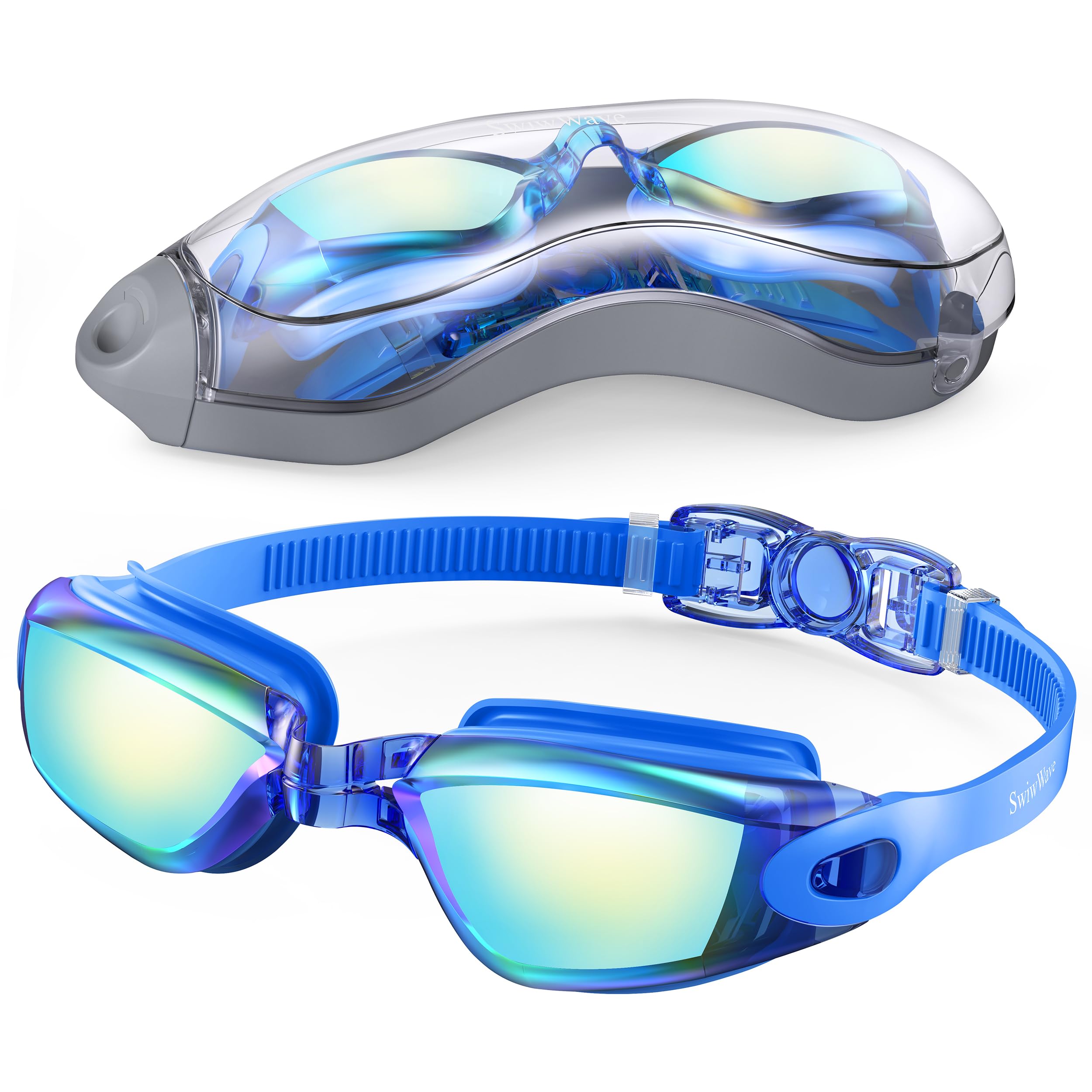 SwiwWave Swimming Goggles for Adult Youth, No Leaking with Storage Case