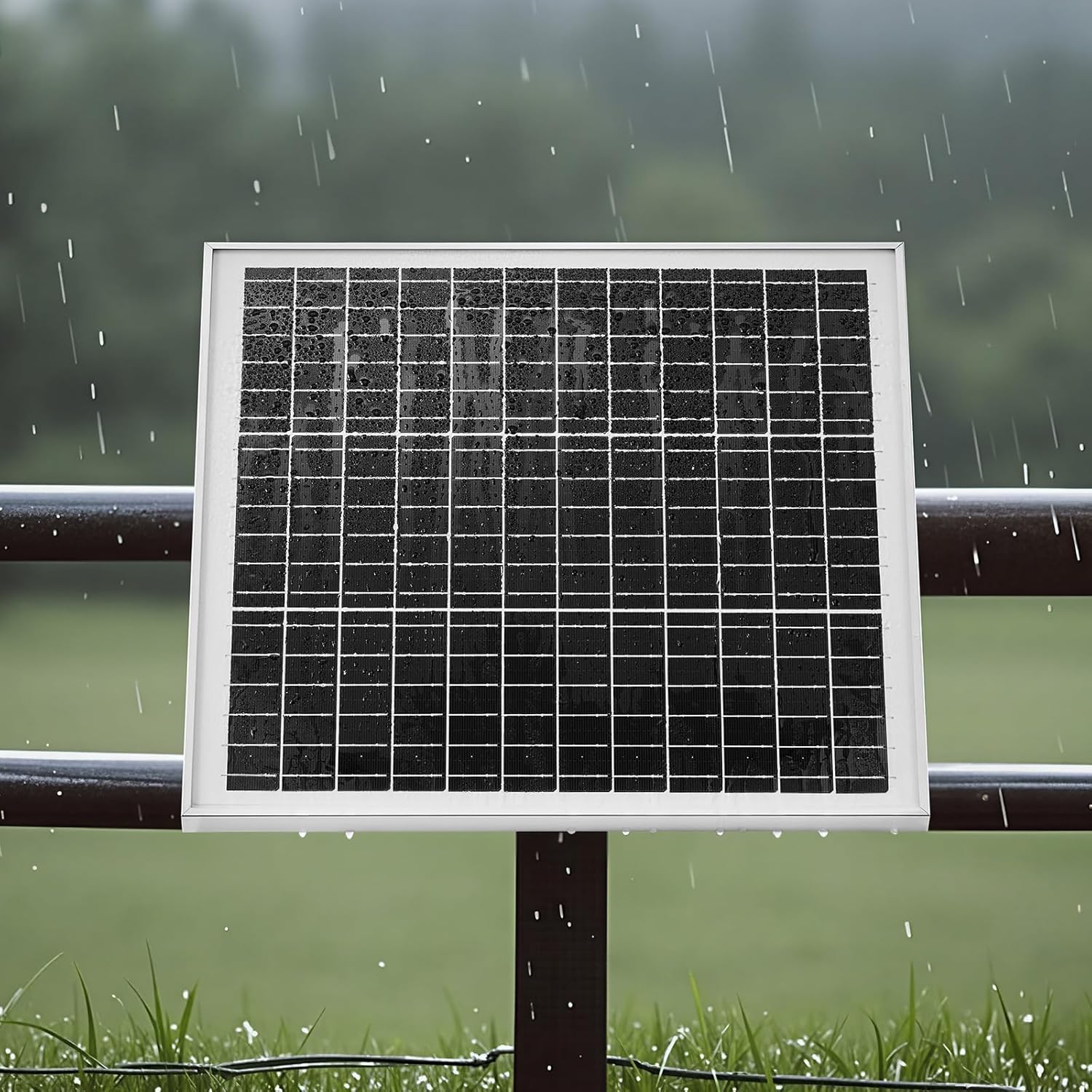 VEVOR 20W 12V Solar Panel Battery Charger, Solar Battery Trickle Charger Maintainer with Built-in Controller & 0-60° Adjustable Pole Mount Bracket, IP67 for Gate Fence Farm Lawn (Fit 1.5" - 3" Poles)