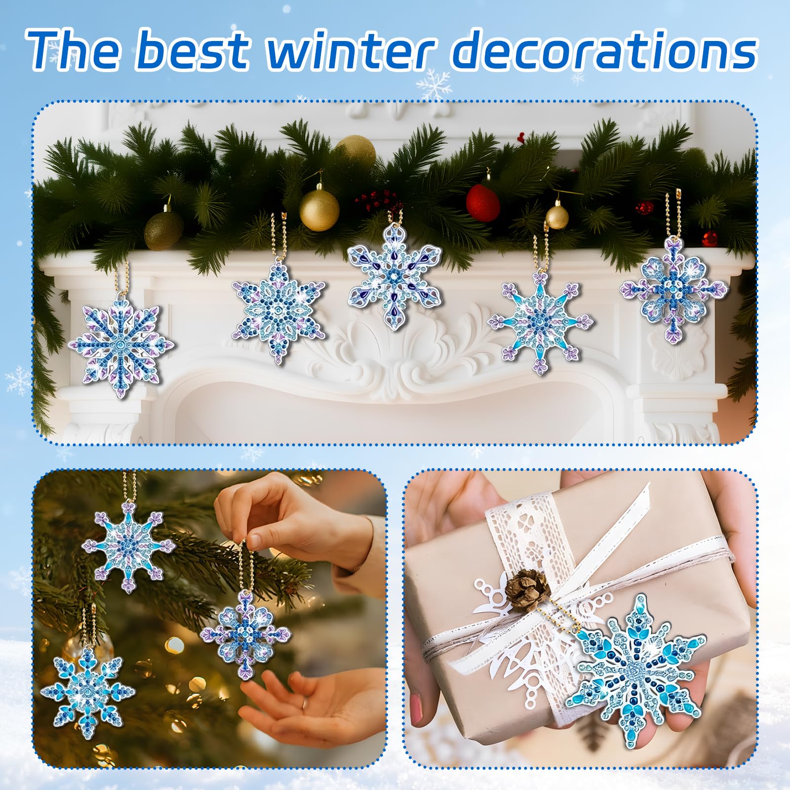 Gukasxi 12 Pezzi 5D Diamond Painting Portachiavi, 5D Natale Pittura Diamante 5d Fai Da Te Mosaico Painting Pendant Bambini Diamond Painting Keychain