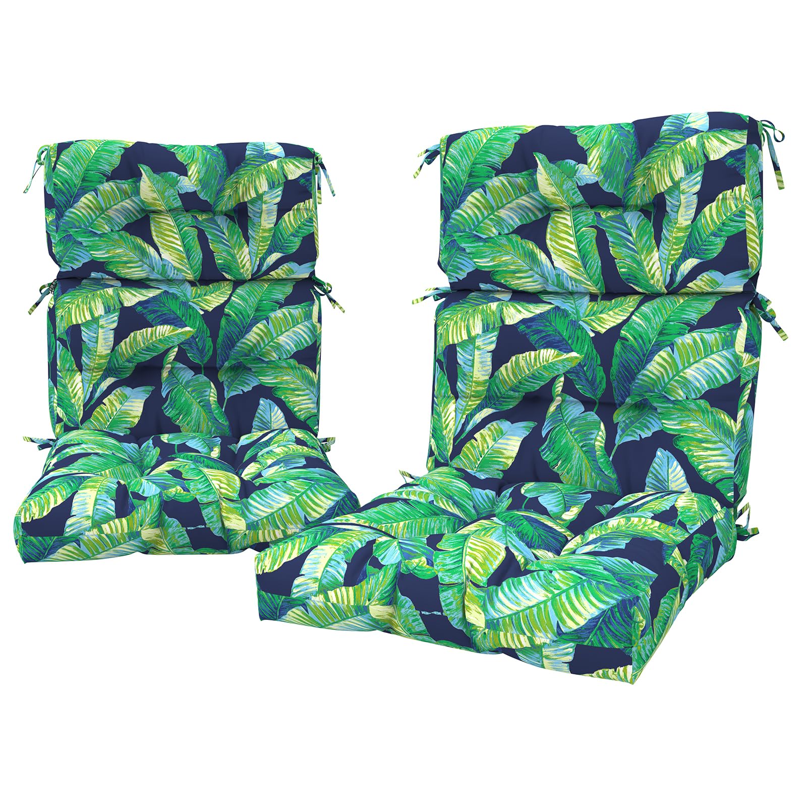 LVTXIII 2 Pack Outdoor High Back Cushions, 22" W x 20" D Tufted Seat and Back Chair Cushion with Ties, Fluffy Patio Replacement Rocking Chair Cushion