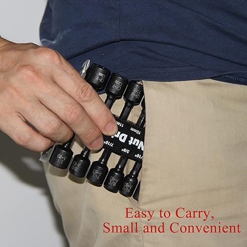 Miniatura 5 de MacWork Juego de brocas de destornillador de tuerca magnética de potencia, adaptador de broca métrica y enchufe SAE para llave de tornillo de 1/4