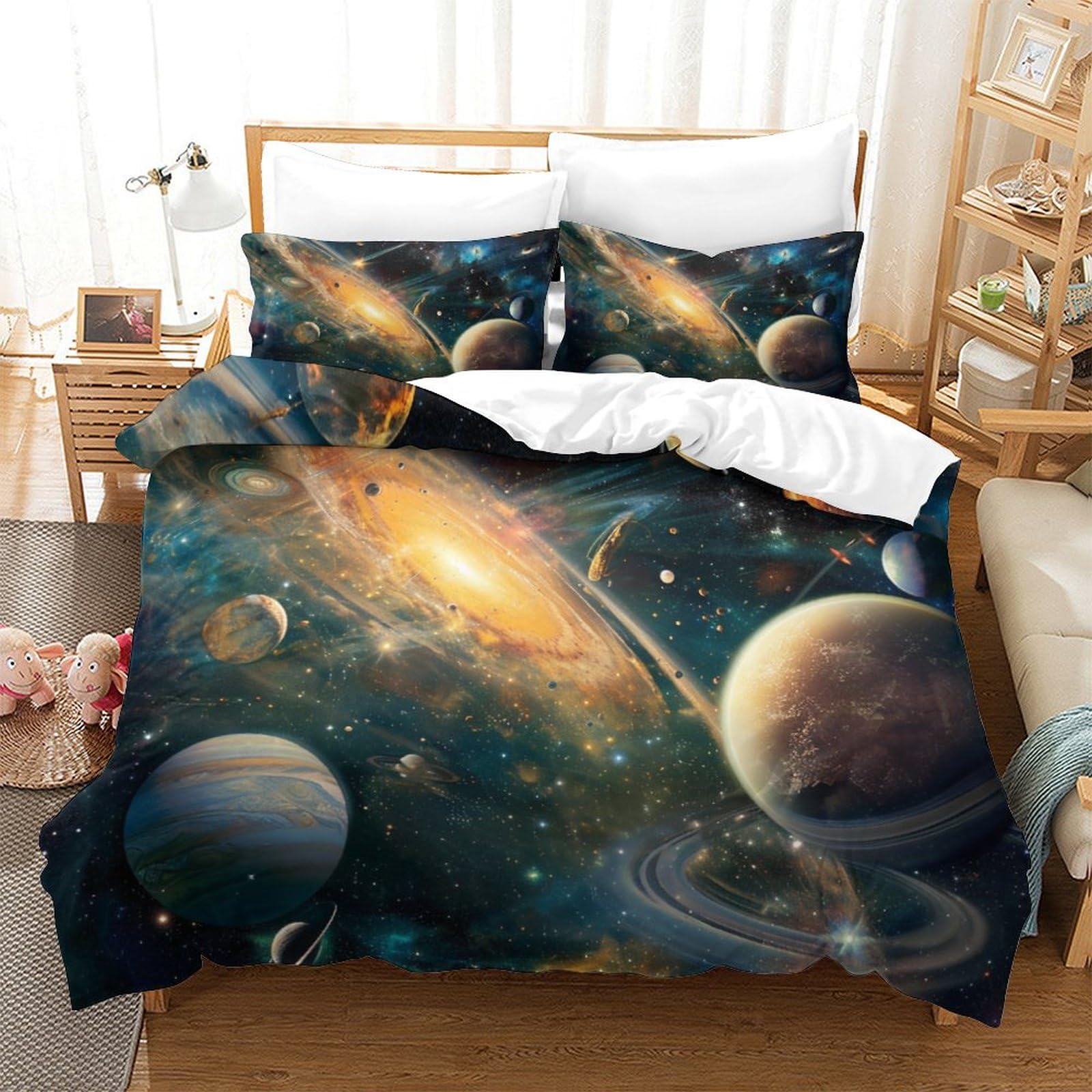 Housse de couette l'univers 3D idée cadeau ado pour parure de lit garçon fille géante 260x220cm