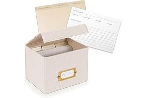Linen Recipe Card Box With Accessories - Purrfect Kitchen Companion!