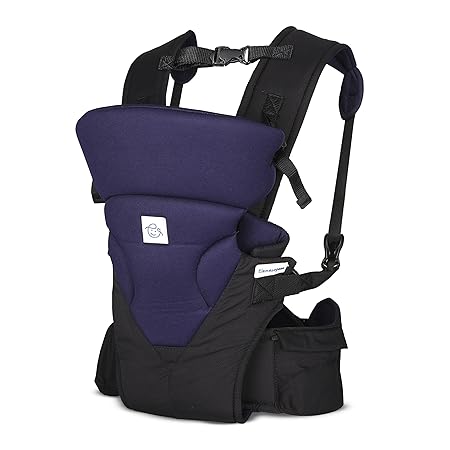 Elemenopeee ComfortFit Baby Carrier Bag for Babies 4 to 24 Months | Supports Up to 15kg | 4 Comfortable Carrying Positions | Lightweight, Adjustable, and Perfect for Travel (Blue & Black)