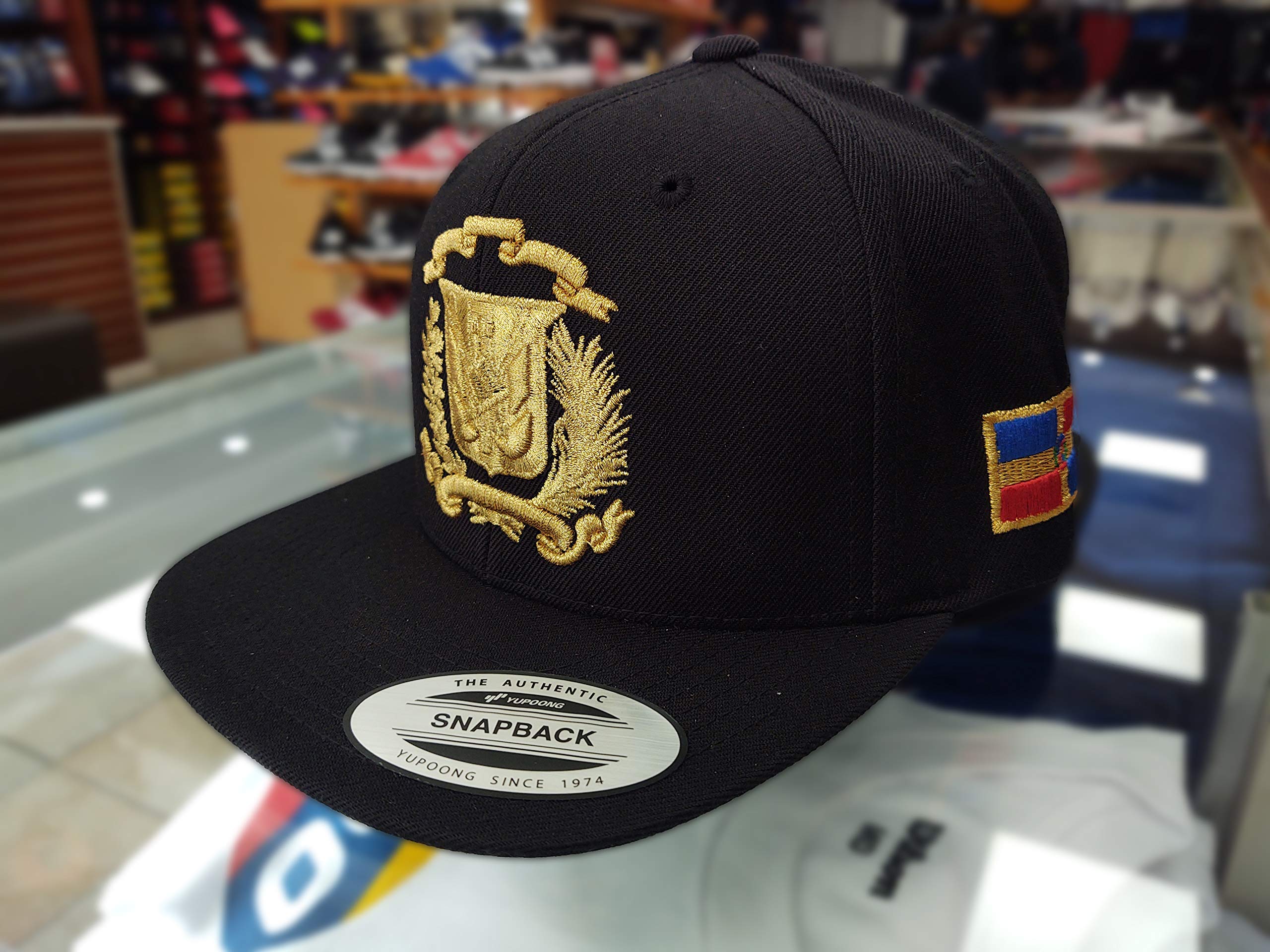 Peligro Sports Dominican Republic Shield Snapback Cap - Gray With Full Color Embroidery (Dominican Pride) - View #10