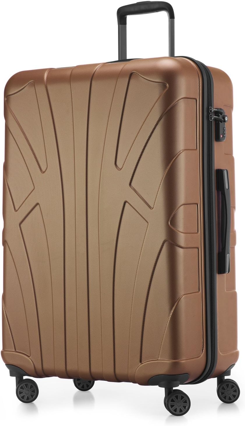 SUITLINE - Hardshell Suitcase, Travel Luggage, TSA, 76 cm, Approx. 96 liters, 100% ABS mat, Brown