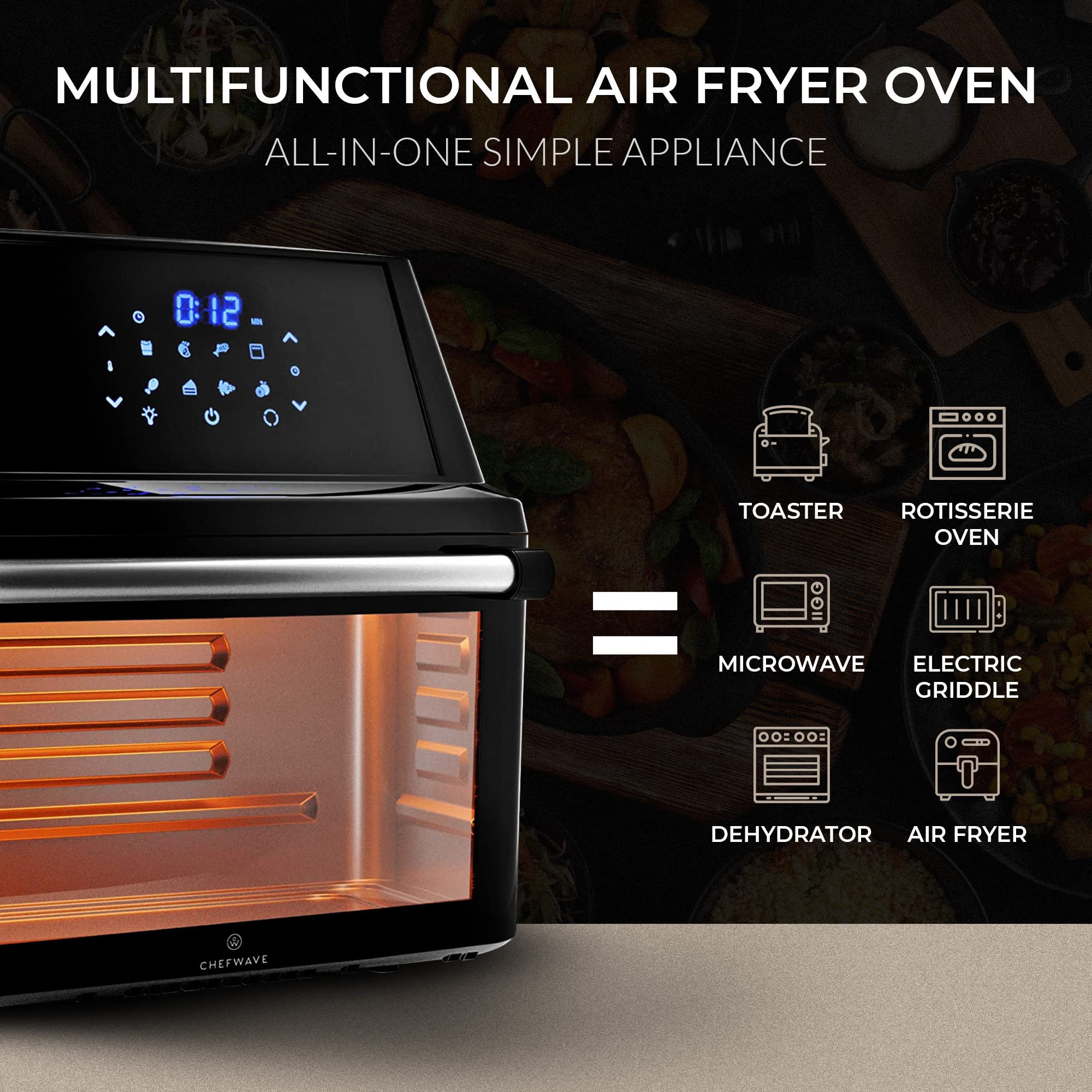 ChefWave Air Fryer Oven Toaster Oven Air Fryer Combo 16 Quart
