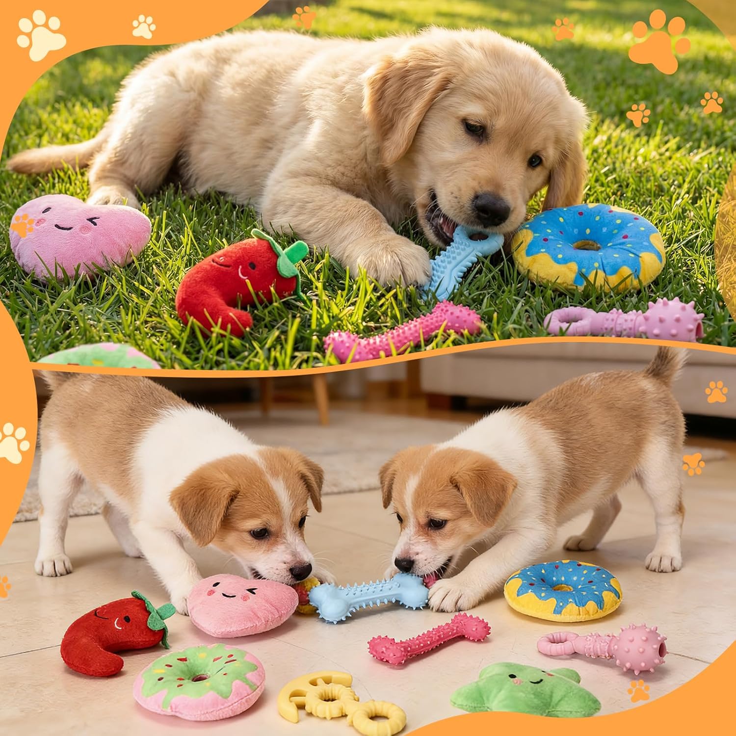 Hungdao 80 Pcs Dog Squeaky Toys Bulk for Small Dog Cute Plush Stuffed Puppy Chew Teething Toys Pet Bundle Easter Gift for Chewing Cleaning & Interactive Play(Vivid Style)
