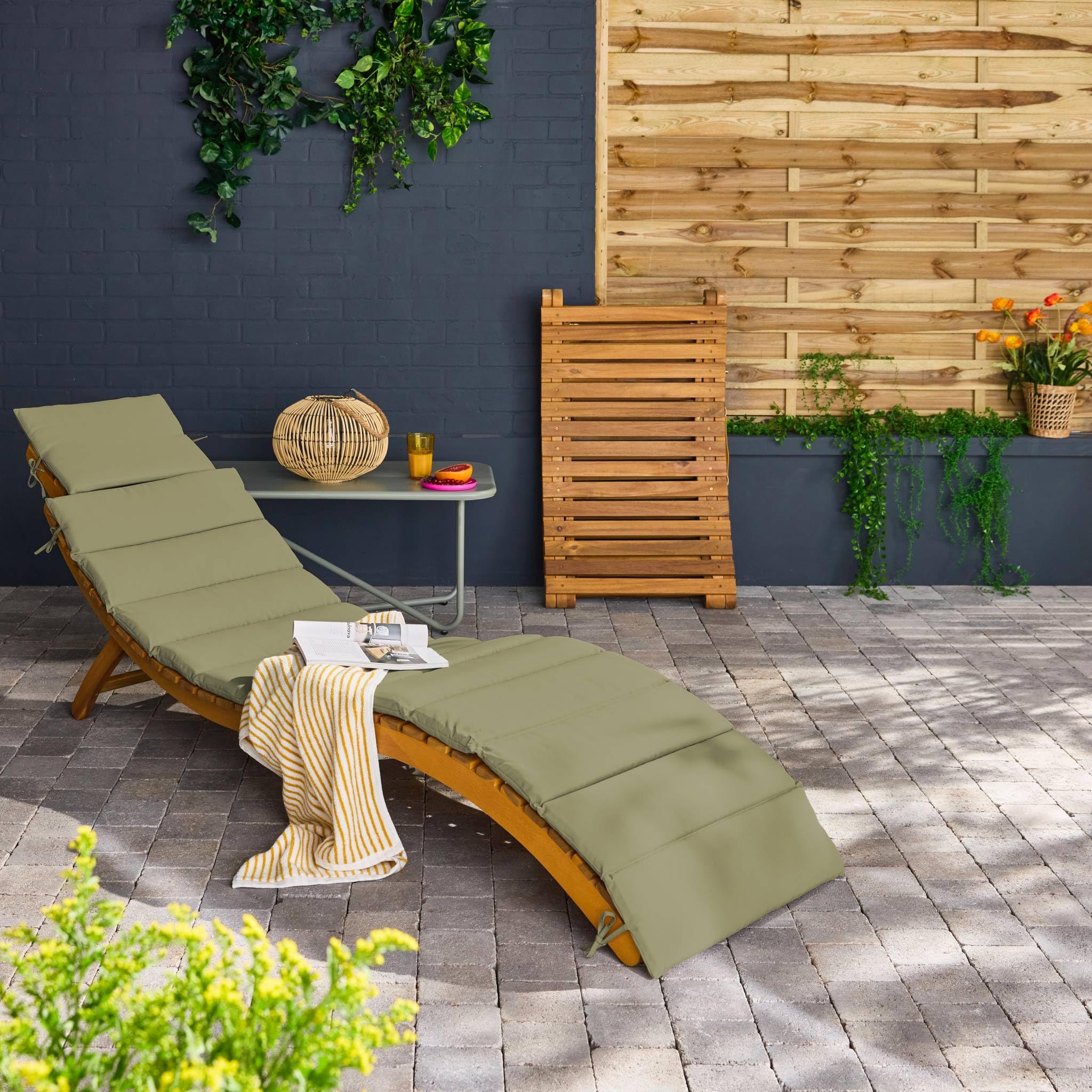 Set 2 lettini prendisole in legno di acacia Verde kaki - 184x55x63.5 cm