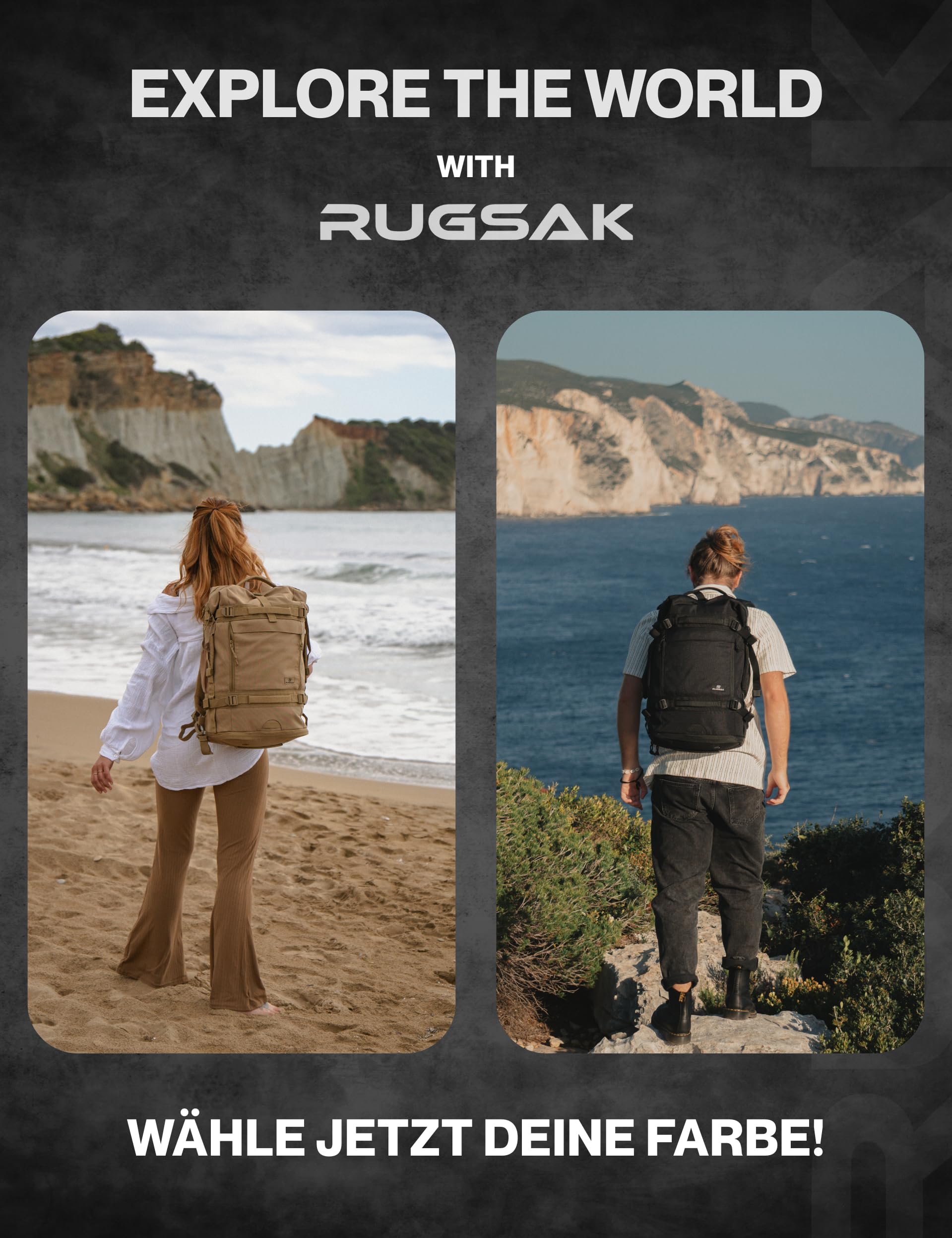 Explorer | Rolltop Rucksack Herren & Damen [30-40L] 18“ laptop backpack | Handgepäck Reiserucksack groß | Wasserabweisend | Weekender für Arbeit Uni Wandern Outdoor Survival Travel Camping und Gym