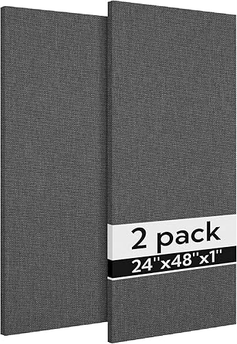 Olanglab Paquete de 2 paneles acústicos, paneles de sonido grandes de 48 x 24 pulgadas, paneles de espuma a prueba de sonido envueltos en tela para