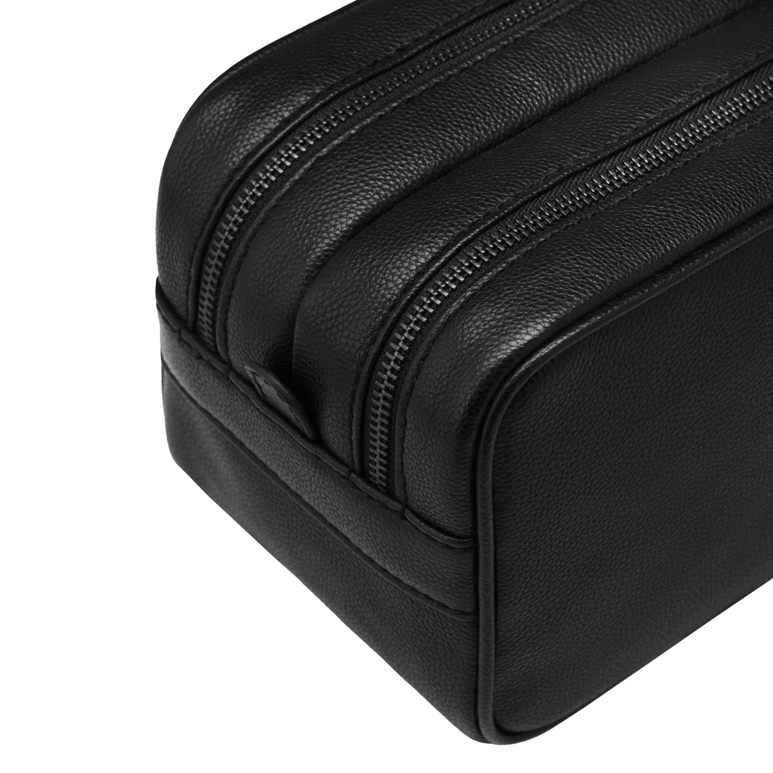 DRAKENSBERG Beauty case da uomo in pelle 'Enrico' con 2 scomparti con cerniera, grande, elegante, 5 l, Nero , Standardgröße 25cm, Classico