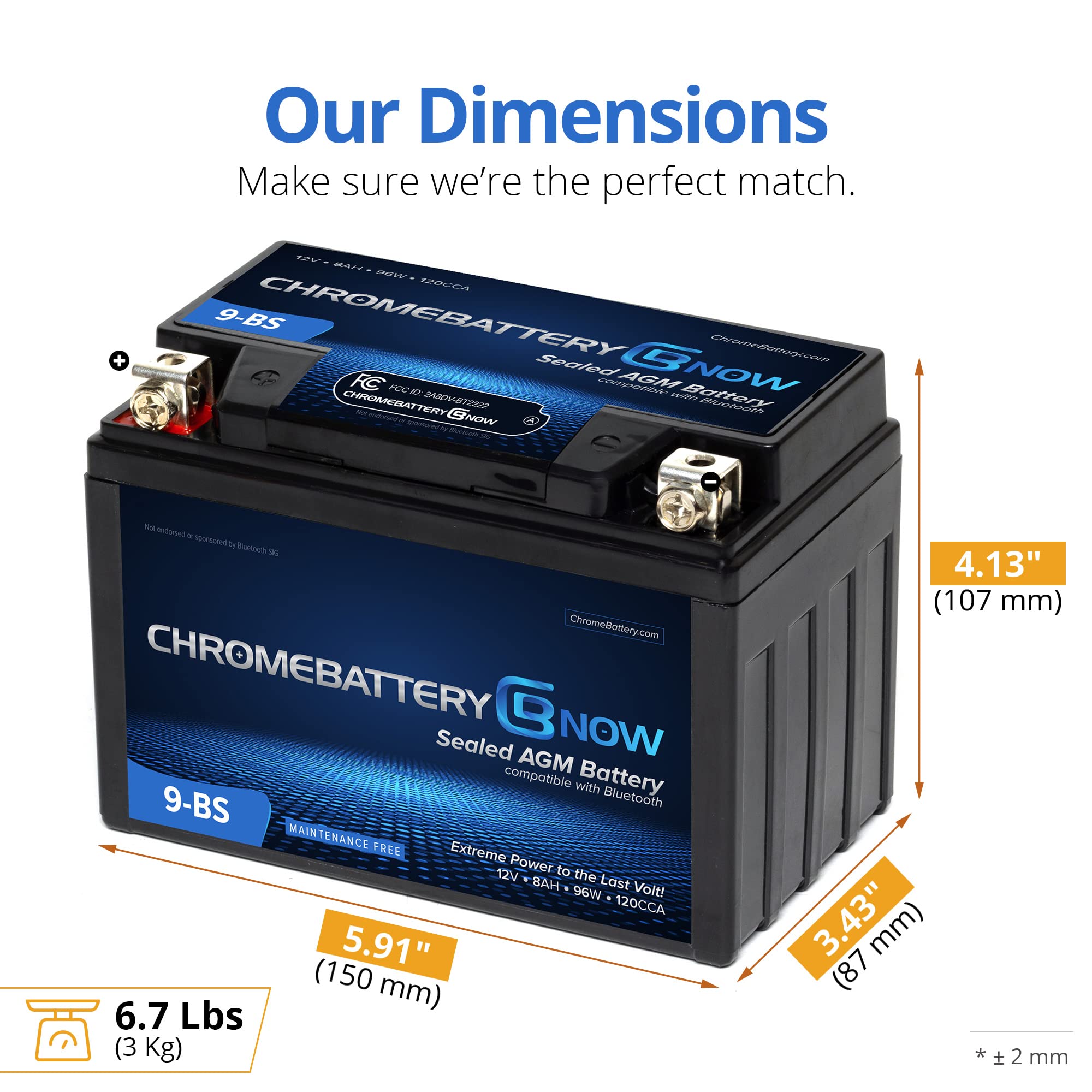 Amazon.com: CHROMEBATTERY NOW YTX9-BS 12V 120 CCA AGM