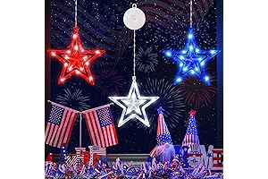 Red, White and Blue Patriotic Star String Lights for 4th of July Pool Party Decorations