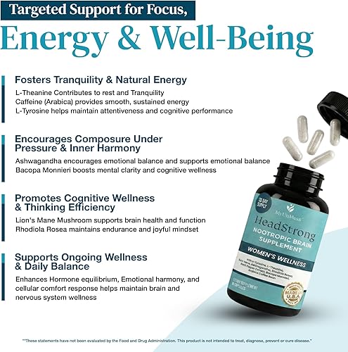 Miniatura 2 de Suplemento cerebral nootrópico para mujeres, suplemento nootrópico para concentración, memoria y claridad, suplementos cerebrales para