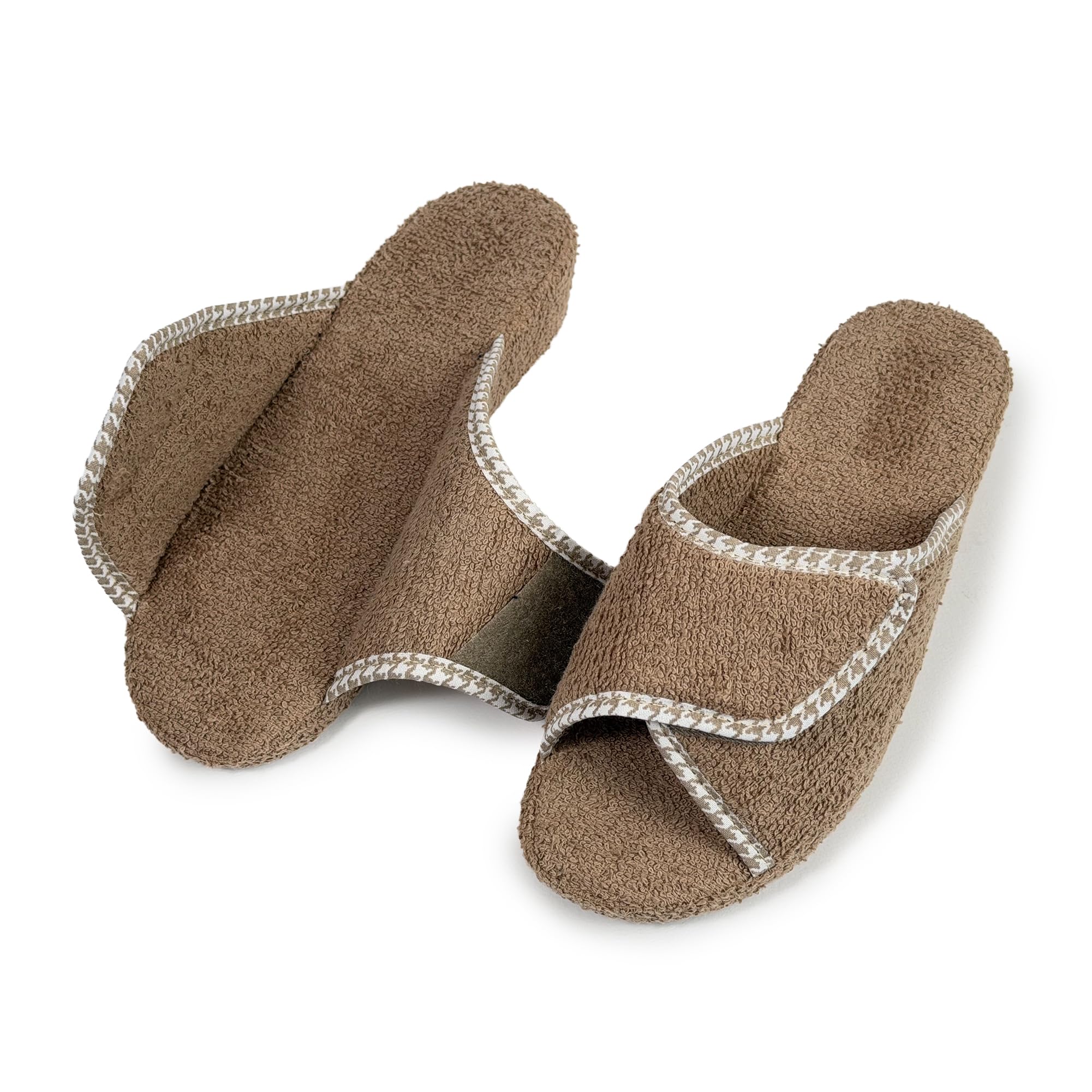 Chaussons Femme Ouvert en Tissu Éponge Pantoufles à Scratch Réglables pour Pieds Gonflés Sandales Liège