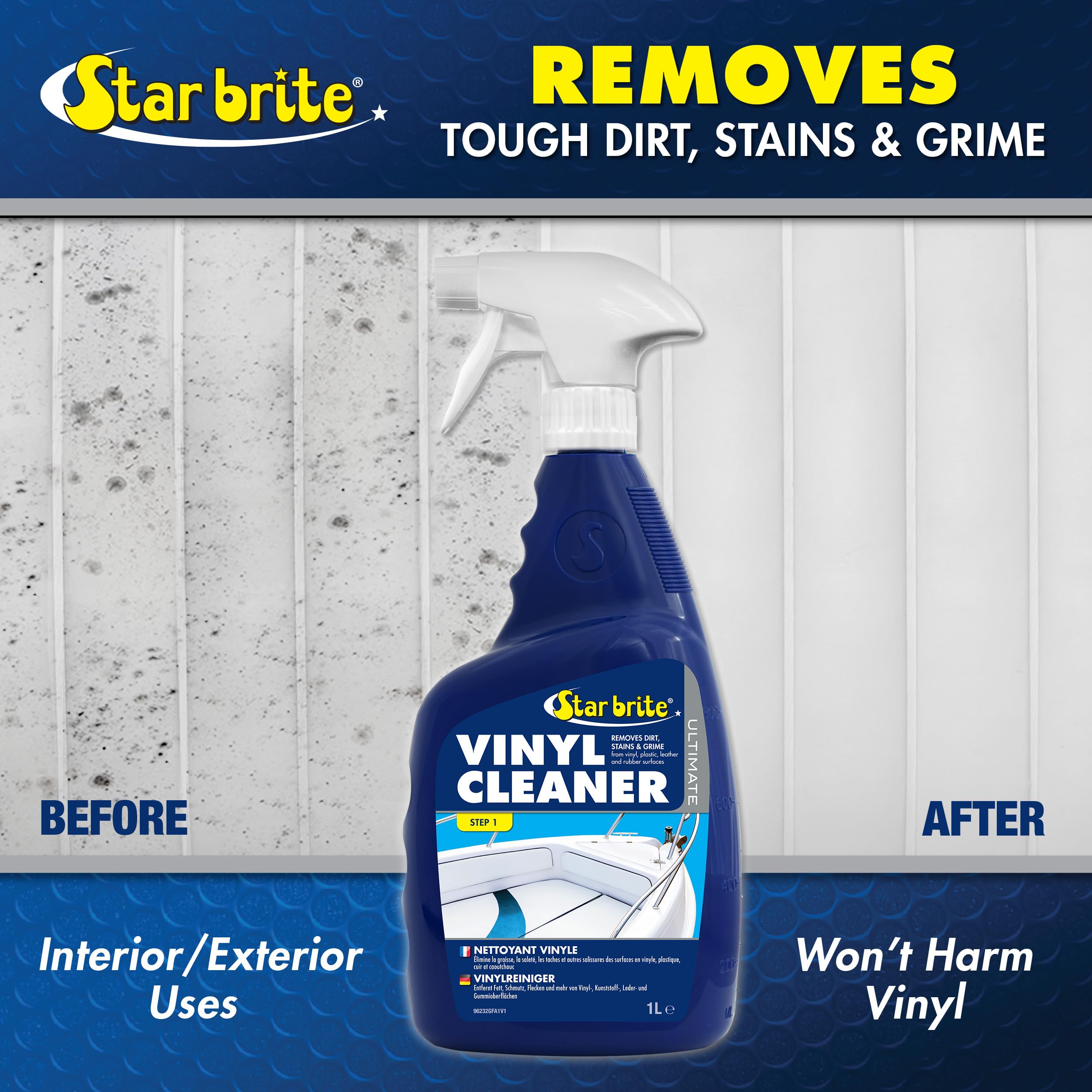 STAR BRITE Ultimate Vinyl Cleaner - Anche per Gomma, Pelle e Plastica - Rimuove lo Sporco Ostinato e le Macchie su Tappezzeria Interna & Esterna, in Auto, Camper, Barche, Abbigliamento Aantipioggia