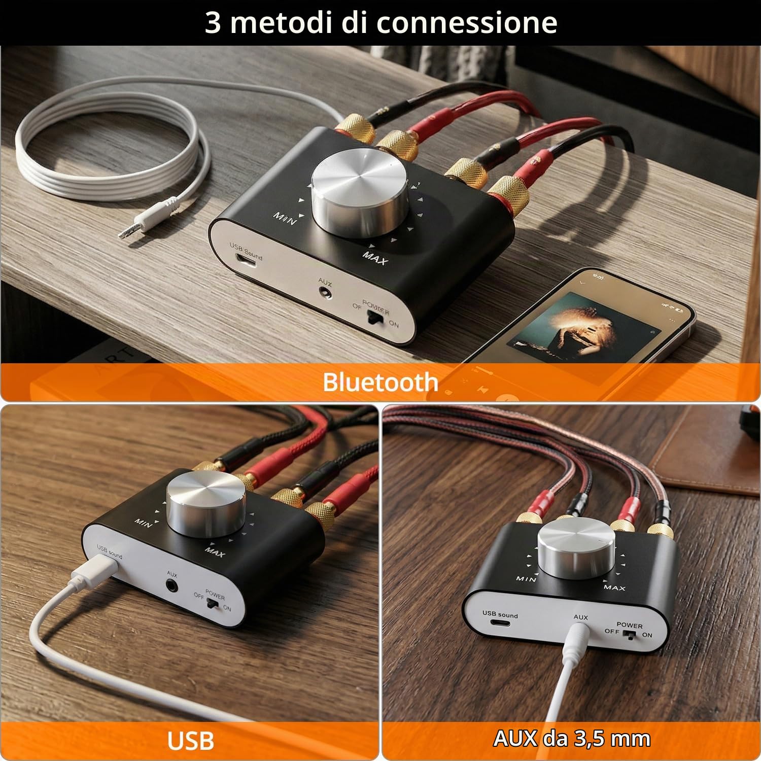 QWORK® Mini Amplificatore Connessione Wireless, Amplificatore Digitale Amplificatore Stereo HiFi 50W × 2, per Altoparlanti