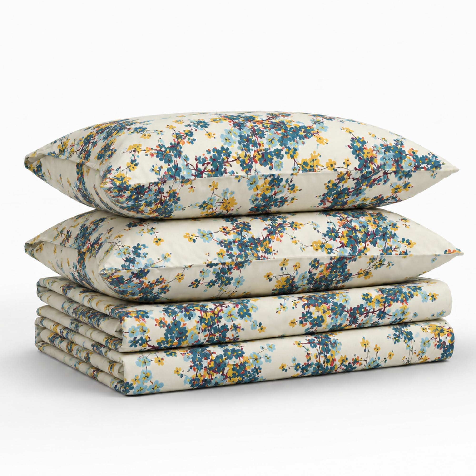 Tribeca Living Casablanca Floral Printed Deep Pocket Sheet Set, California King