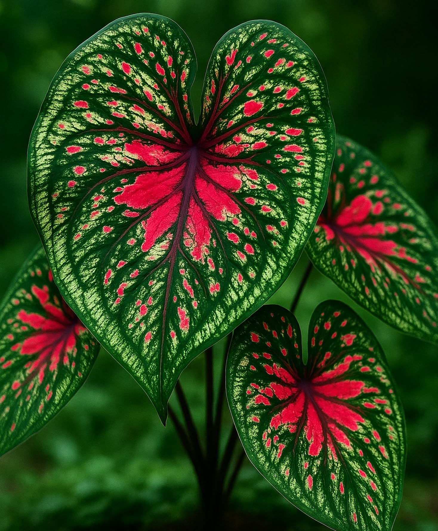 Two Spicy Lizard Caladium Bulbs for Planting – Colorful Tropical Foliage Plants – Shade Loving Indoor Houseplants for Containers, Patio & Garden Decor (2 Bulbs)