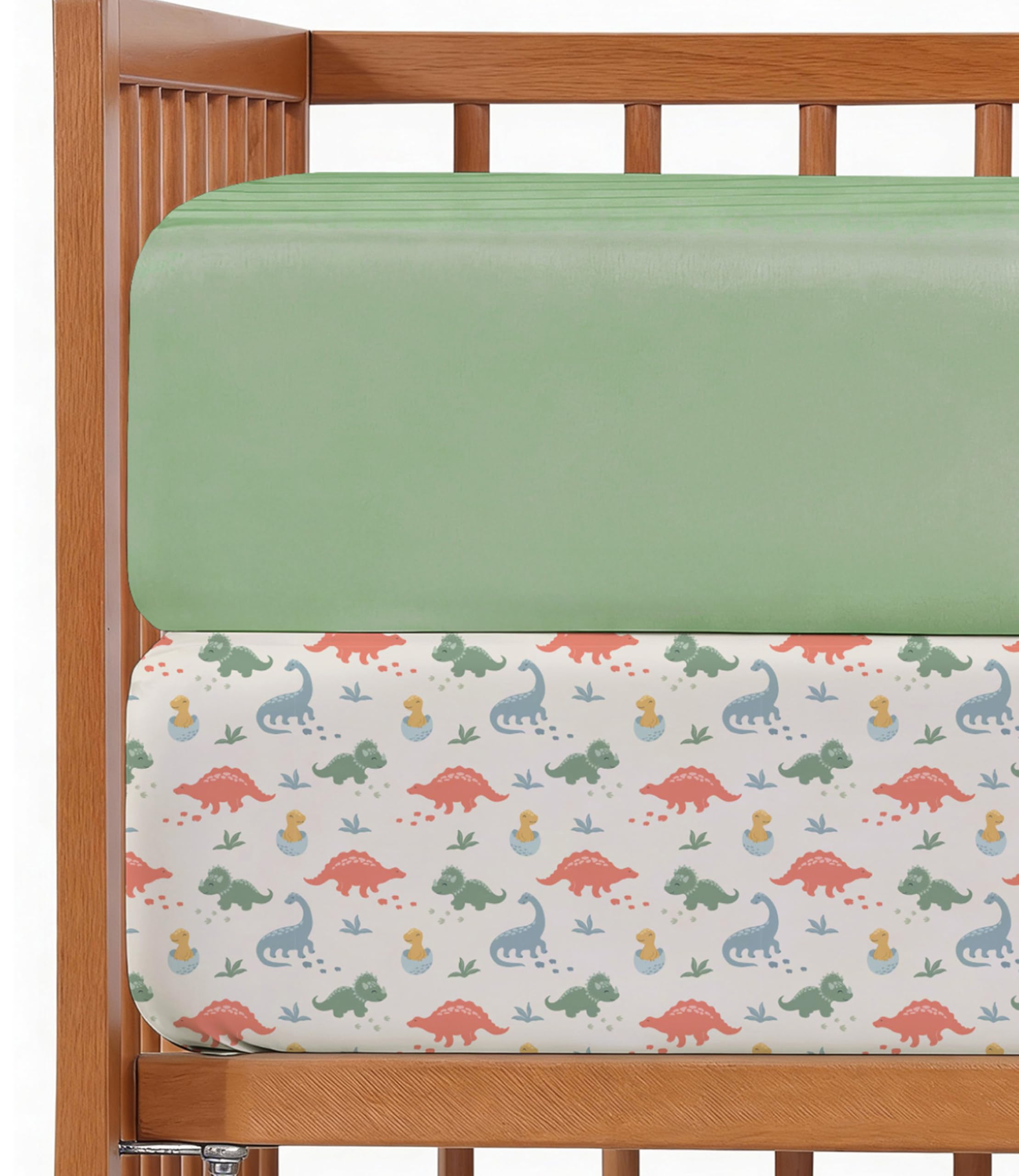 2-Pack Mini Crib Sheets Fitted - Pack N Play Sheets - 38 x 24in, Dino Land