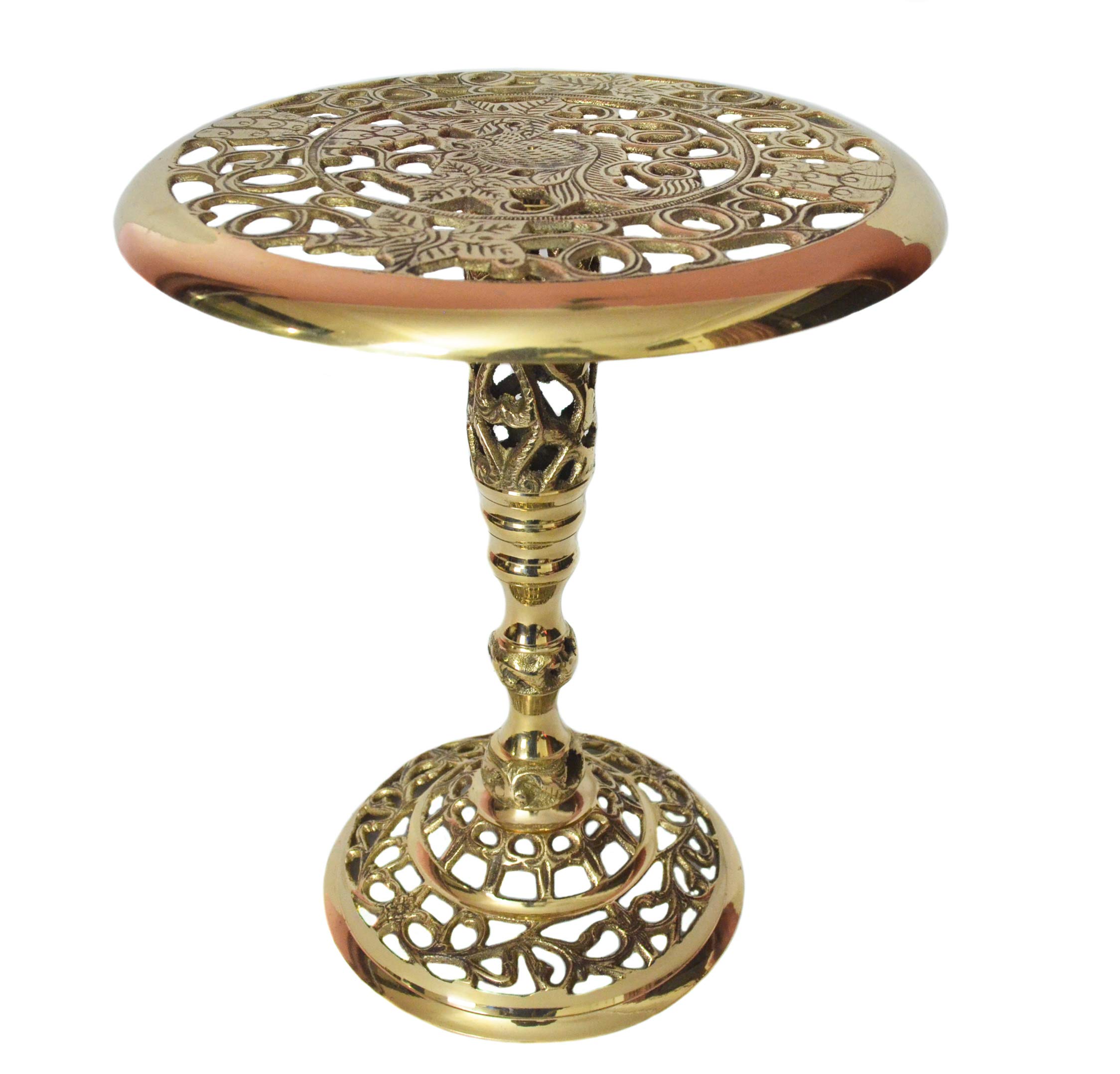 Tangerine Handcrafted Cut-Work Brass Round Table || Side Table || Planter Stand || Corner Table - (Height - 17 inch)